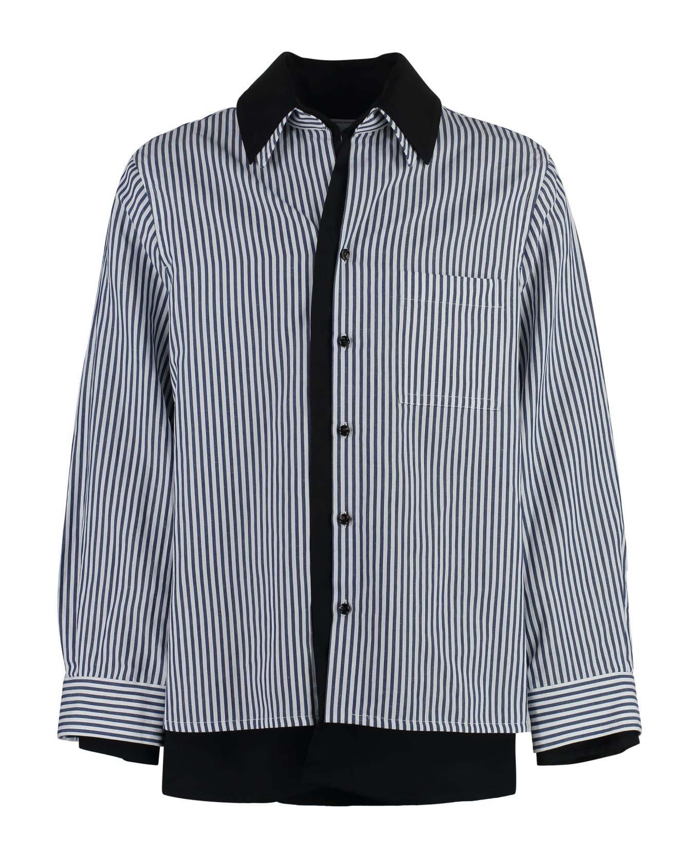 Bottega Veneta Striped Linen-cotton Blend Shirt - blue