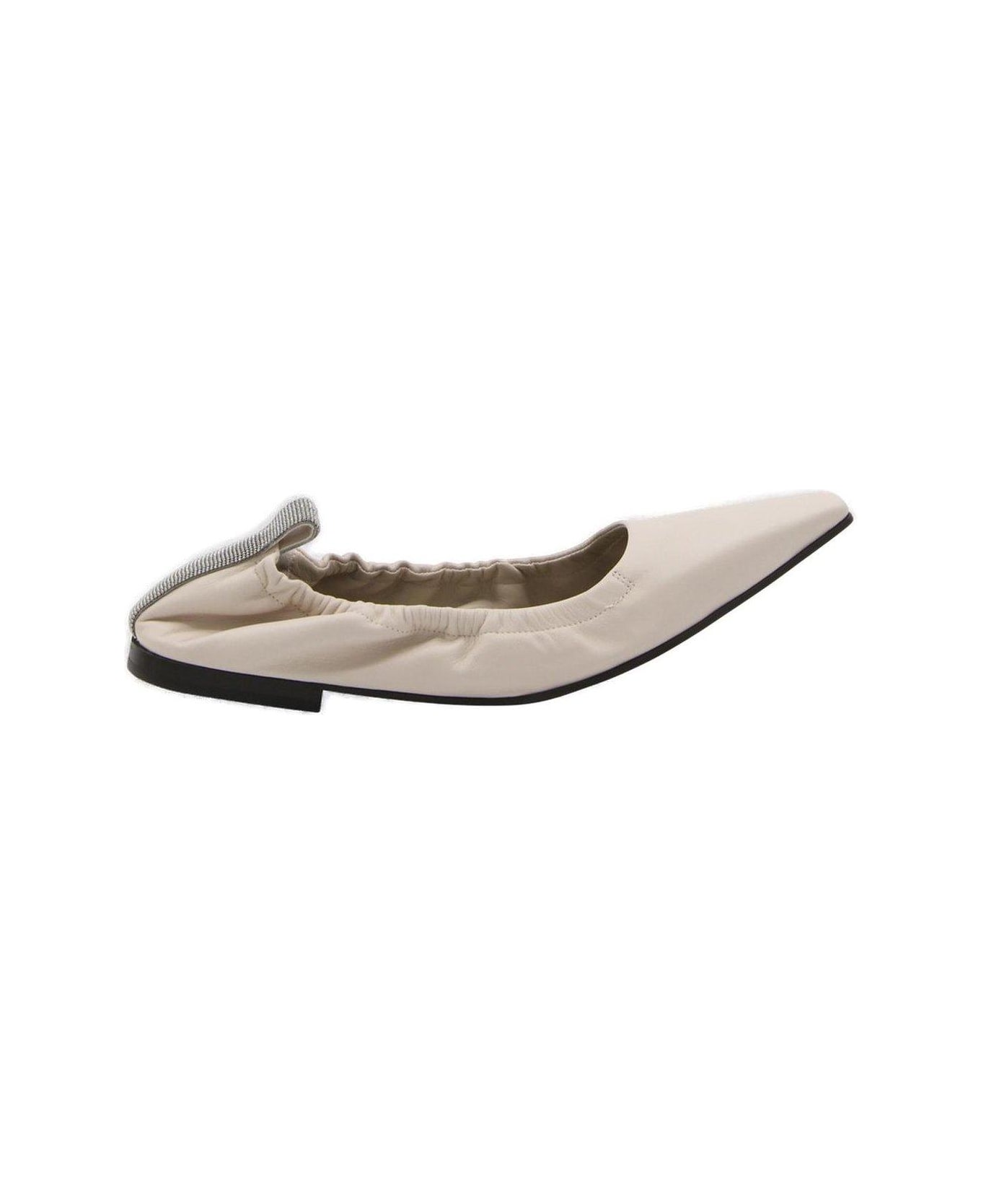 Brunello Cucinelli Embellished Slip-on Flat Shoes - NEUTRALS