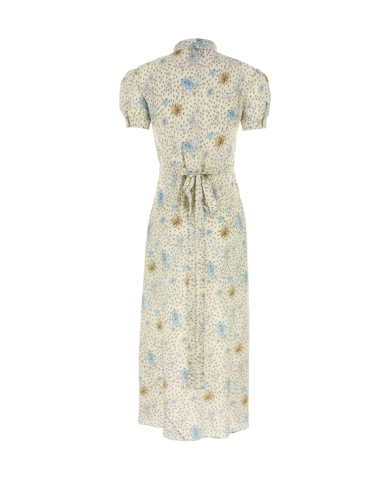 Miu Miu Printed Silk Dress - BIANCO