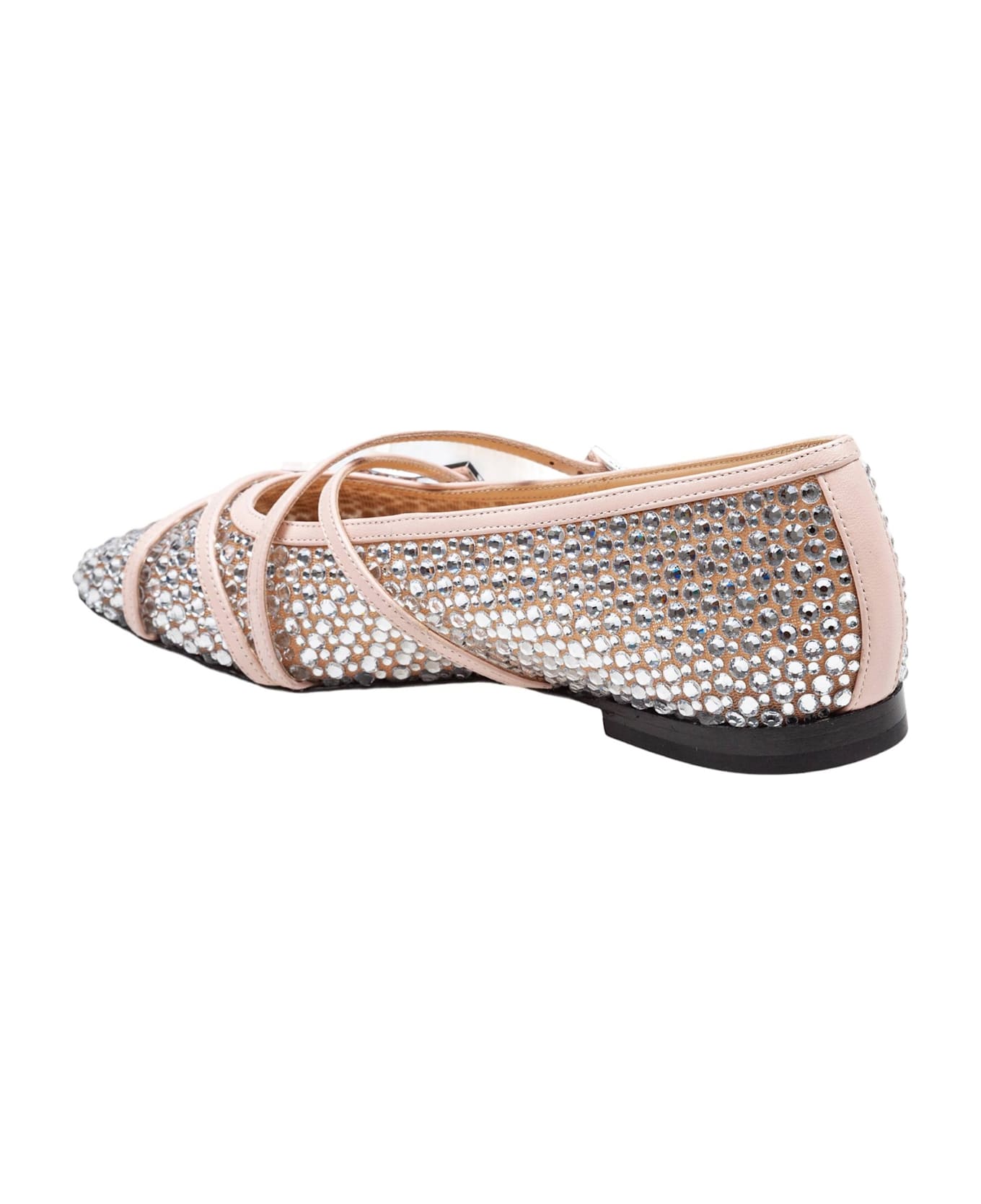 Mach & Mach Mesh Ballerina With Applied Crystals - Nude