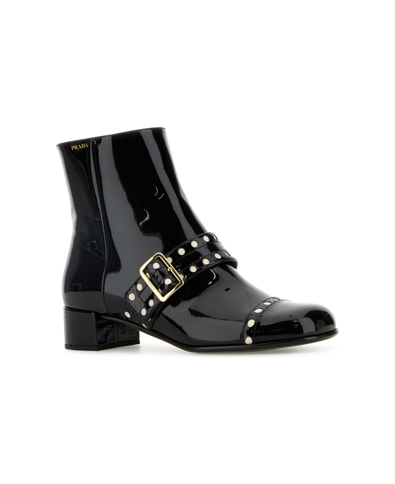 Prada Black Leather Ankle Boots - NERO