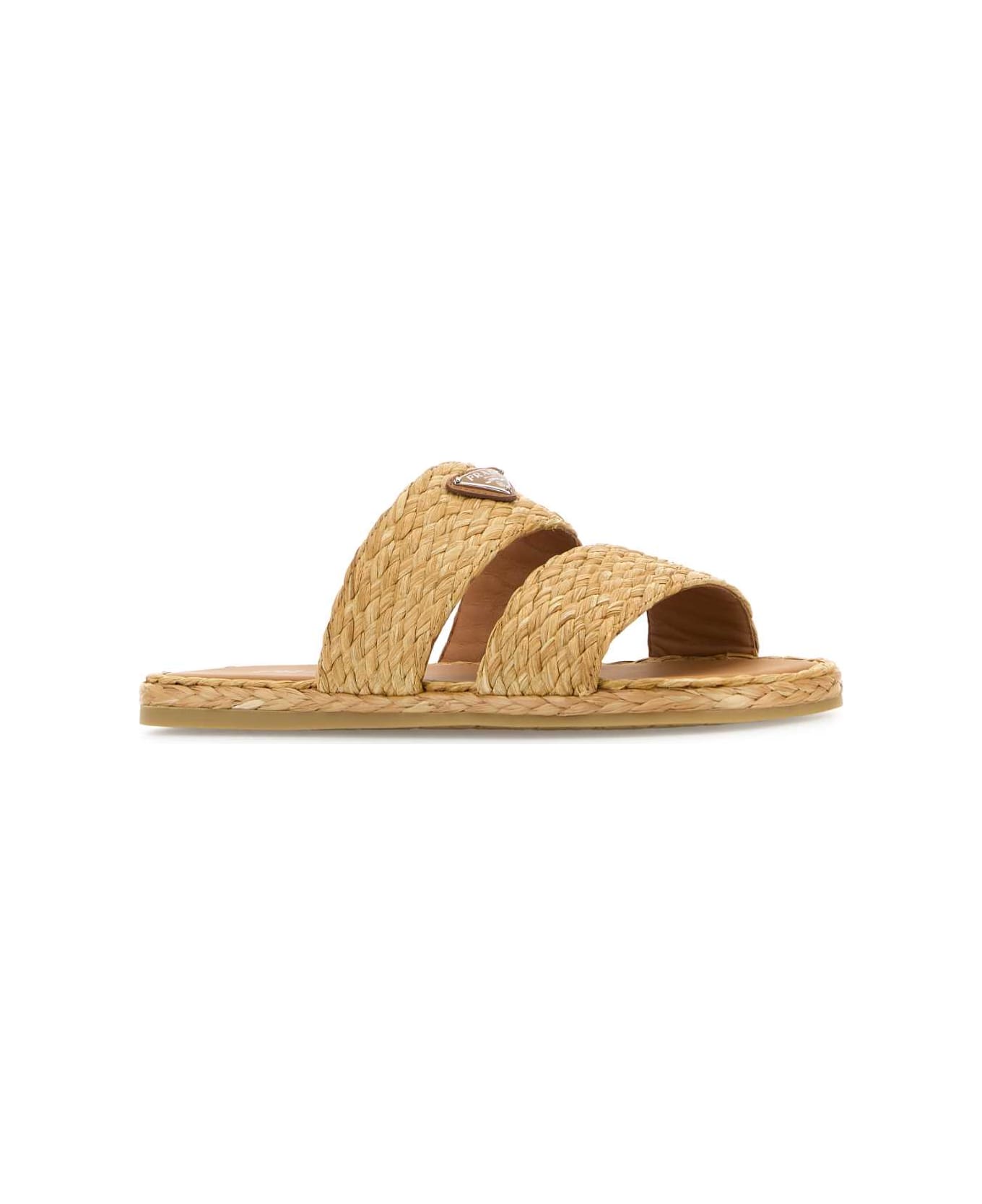 Prada Raffia Slippers - NATURALE