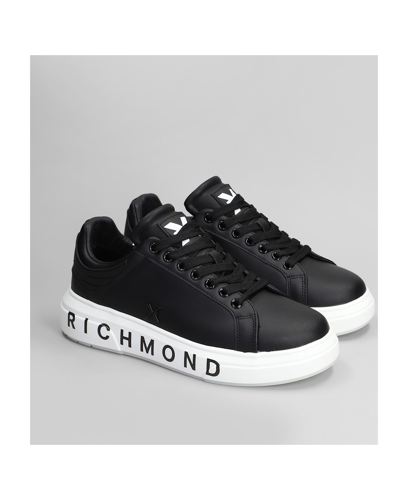 John Richmond Sneakers In Black Leather - black
