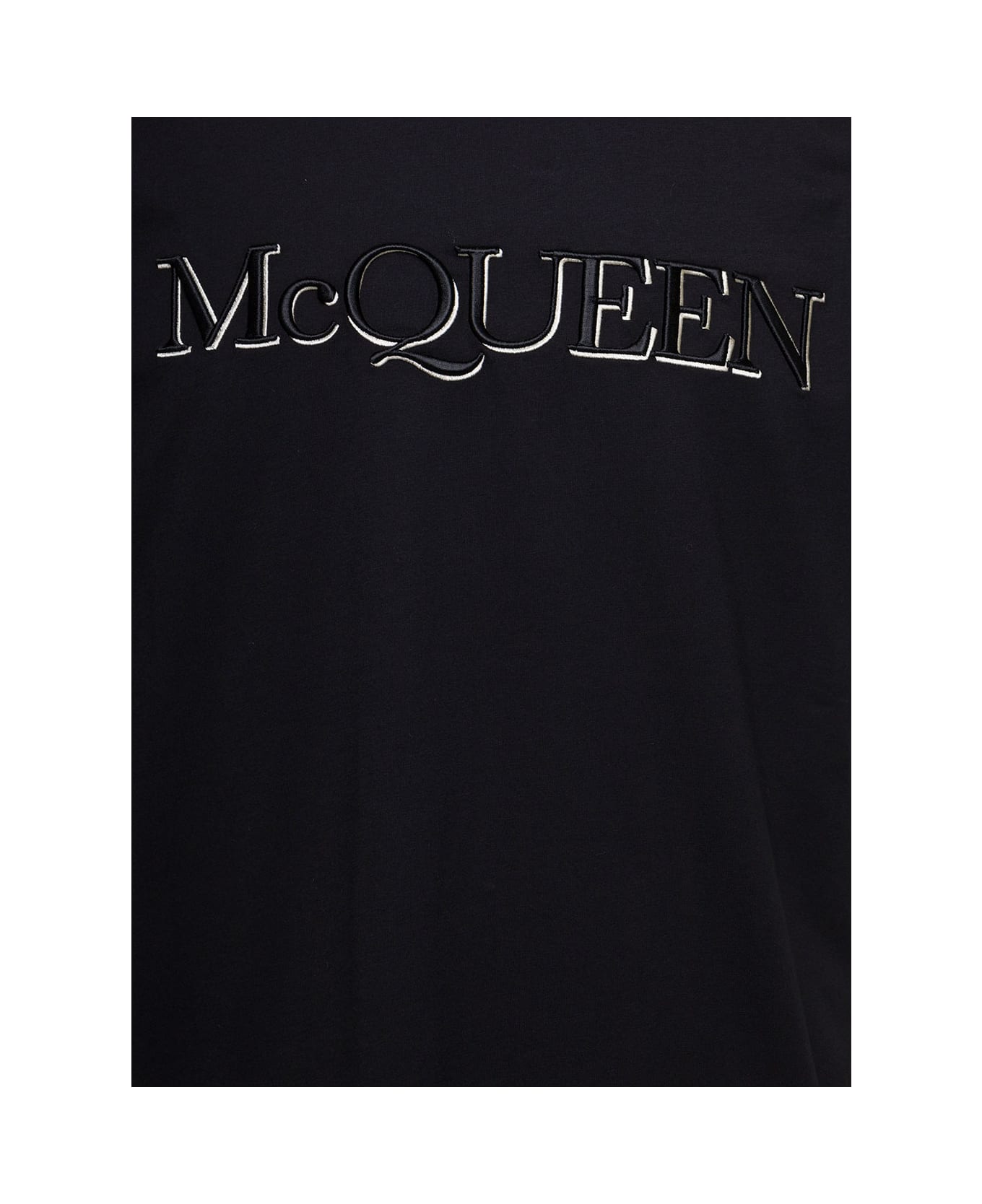 Alexander McQueen Black T-shirt With Logo In Cotton Man Alexander Mcqueen - Black