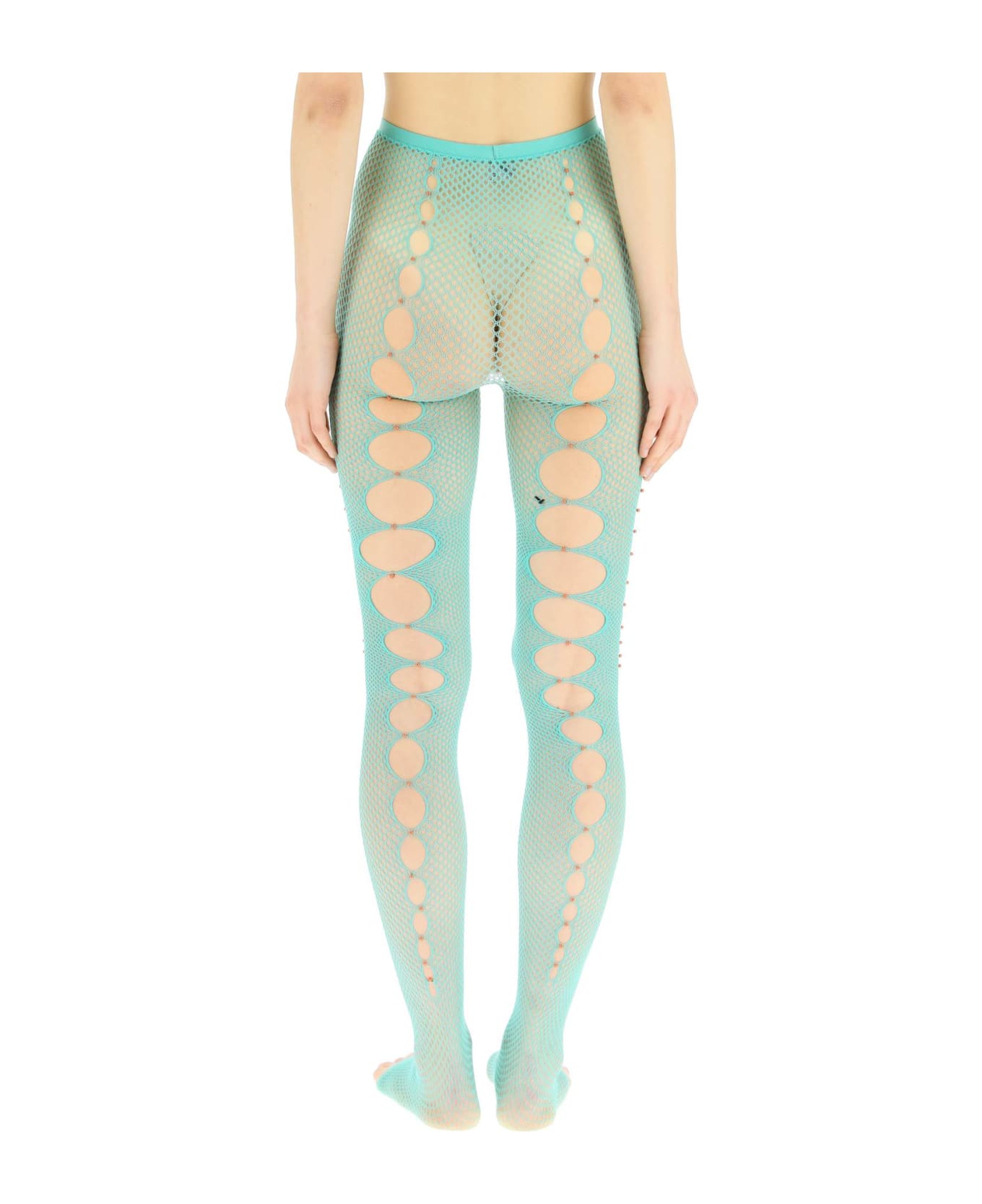 Rui Mesh Stockings With Cut-out And Beads - SEAFOAM (Green)