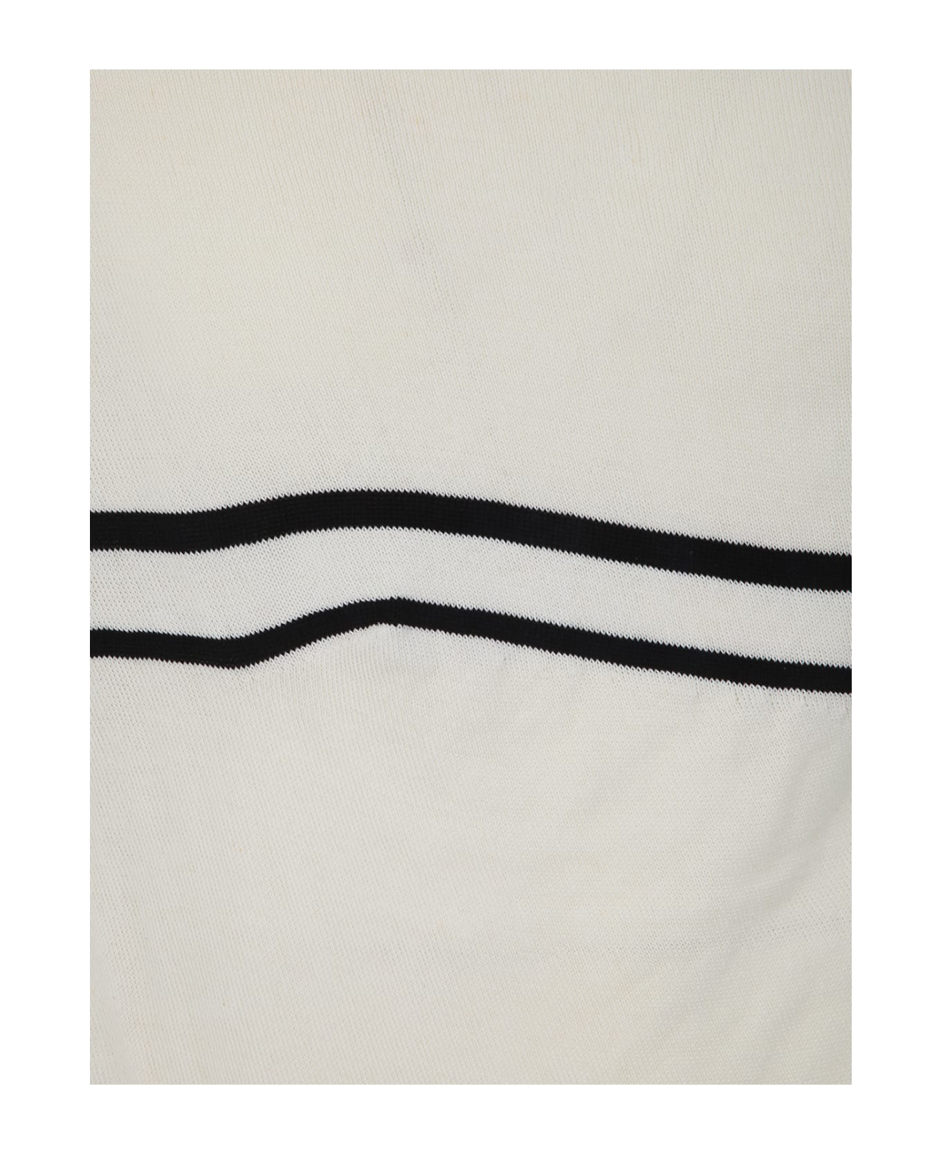 MD75 Striped Round Neck Pullover - White Black ニットウェア
