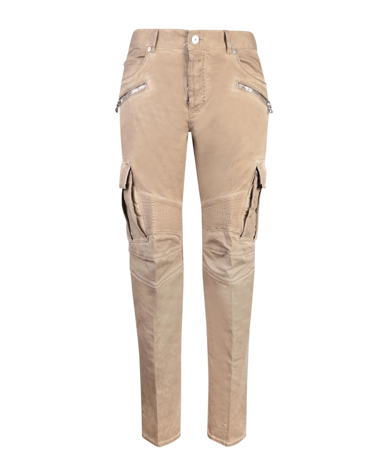 Balmain Zip Detailed Tapered Leg Trousers - Brown