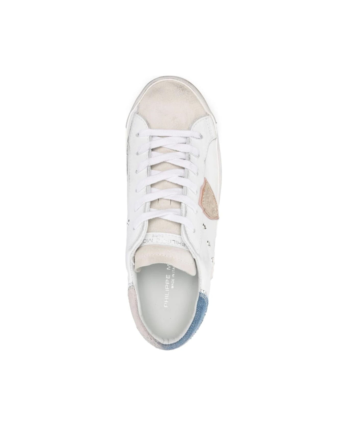 Philippe Model Prsx Low Sneakers - White And Light Blue - Blanc Azuk
