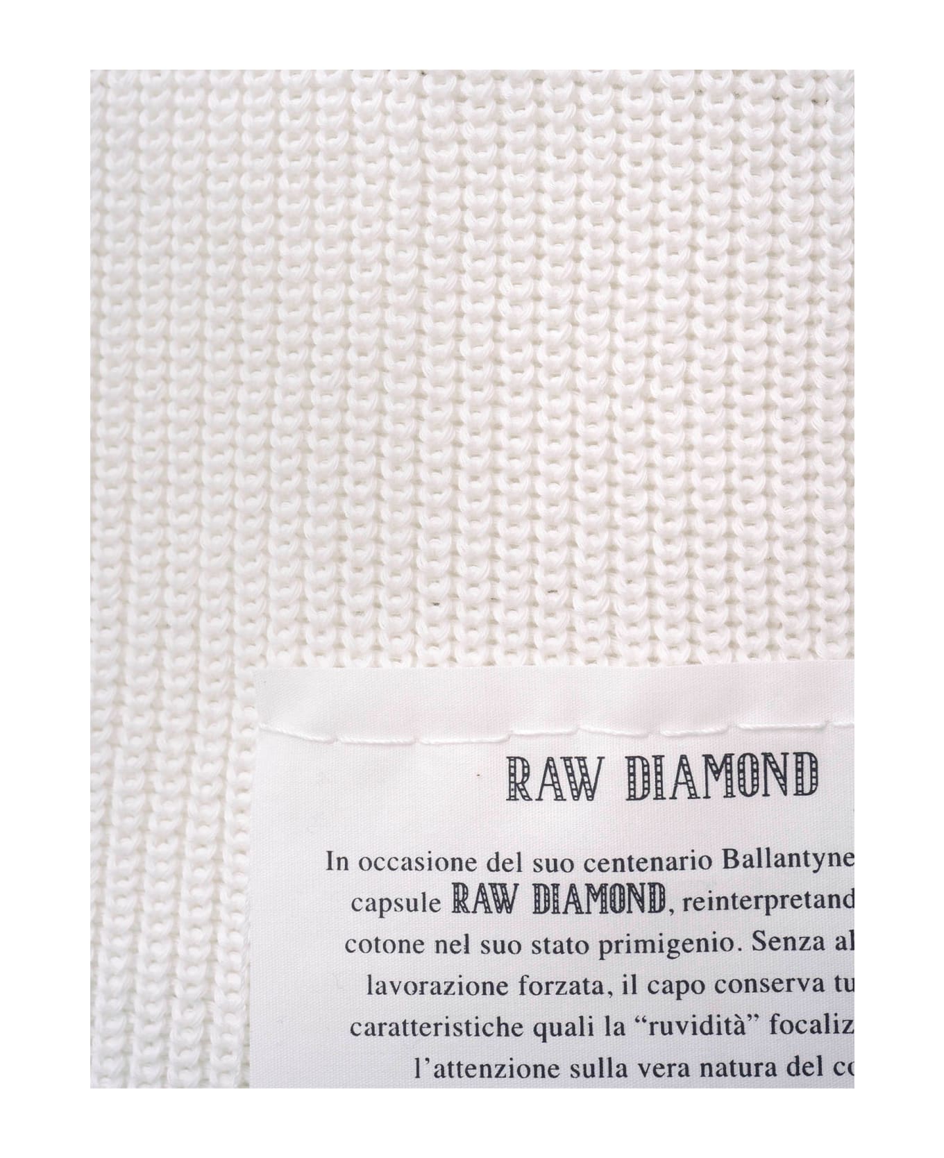 Ballantyne Raw Diamond - Marinière Cotton Pullover - White