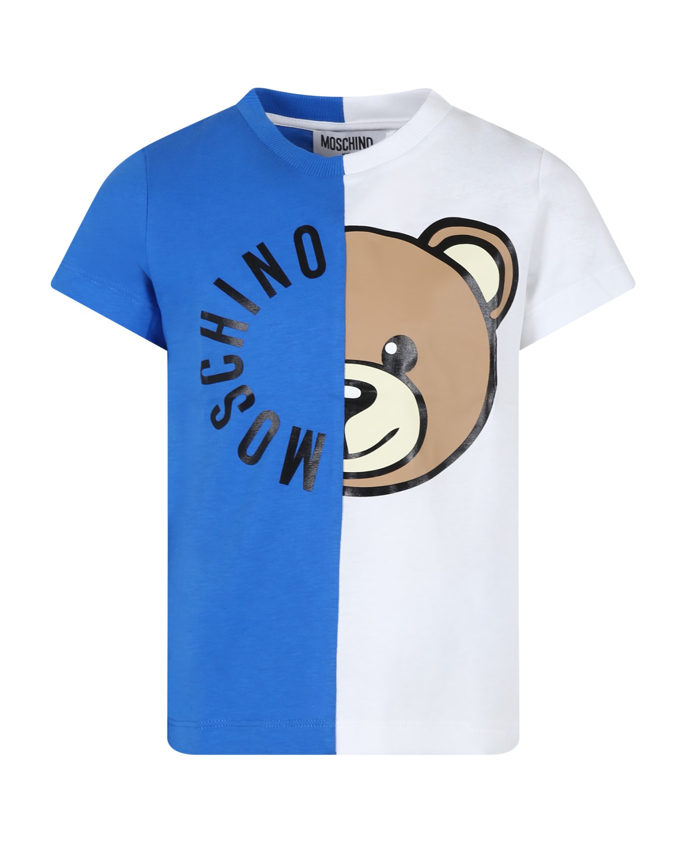Moschino Blue T-shirt For Kids With Teddy Bear And Logo - Blue Tシャツ＆ポロシャツ