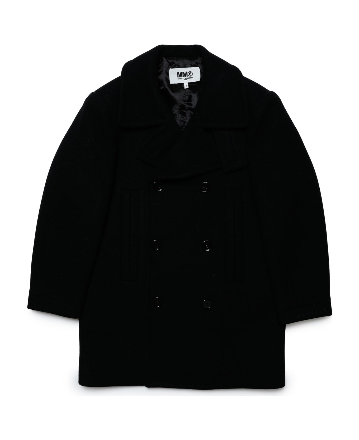 MM6 Maison Margiela Mm6j55u Jacket Maison Margiela Double-breasted Wool-blend Cloth Coat - Black
