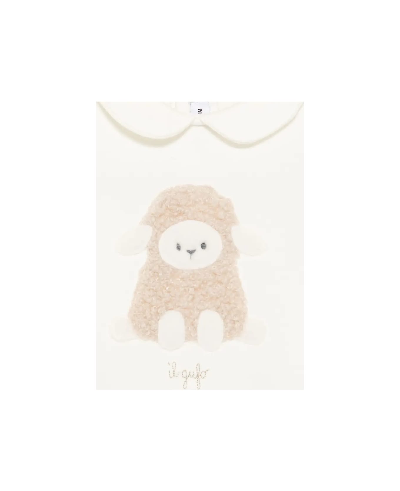 Il Gufo White Stretch Cotton Fleece Jumpsuit With Appliqué - White