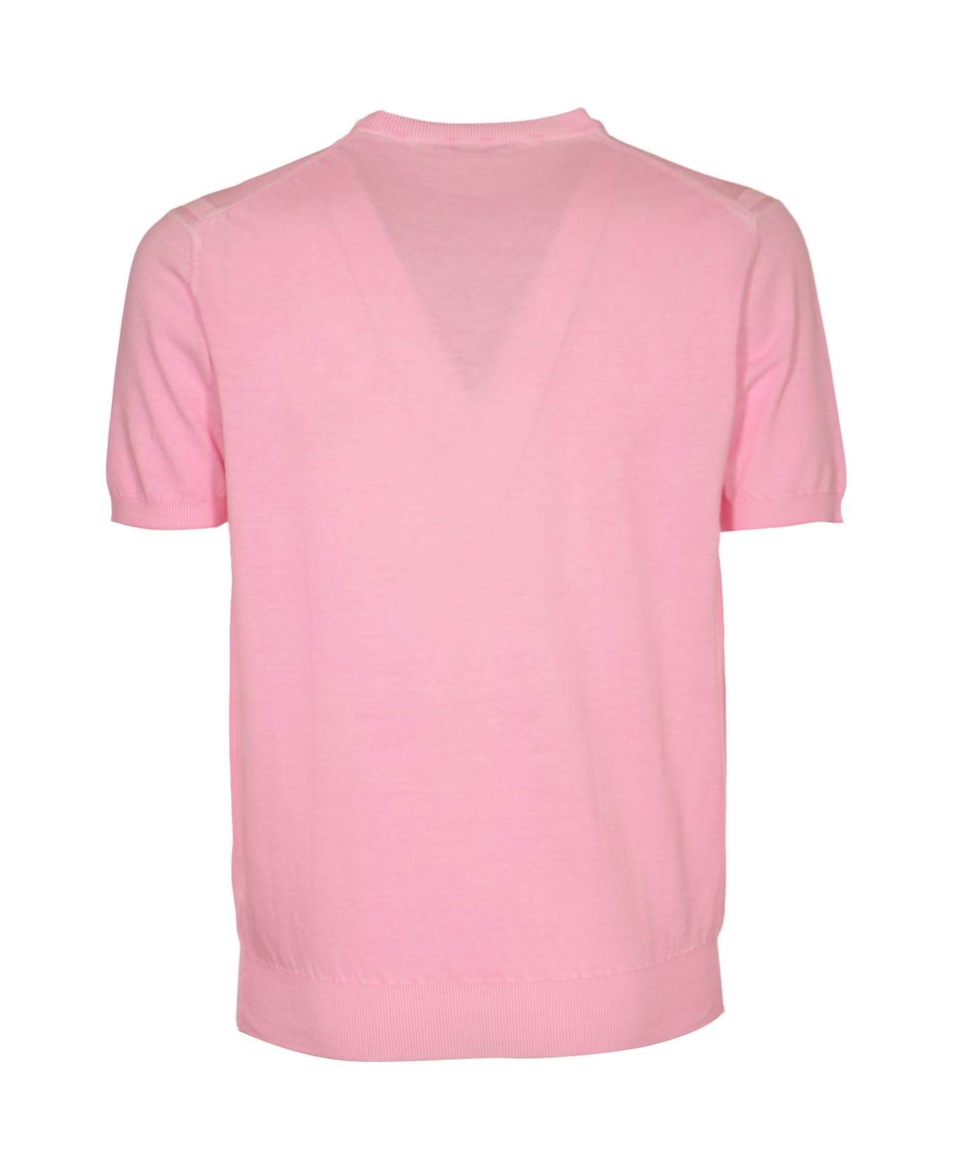 Kangra Crewneck Rib Trim Plain T-shirt - Pink