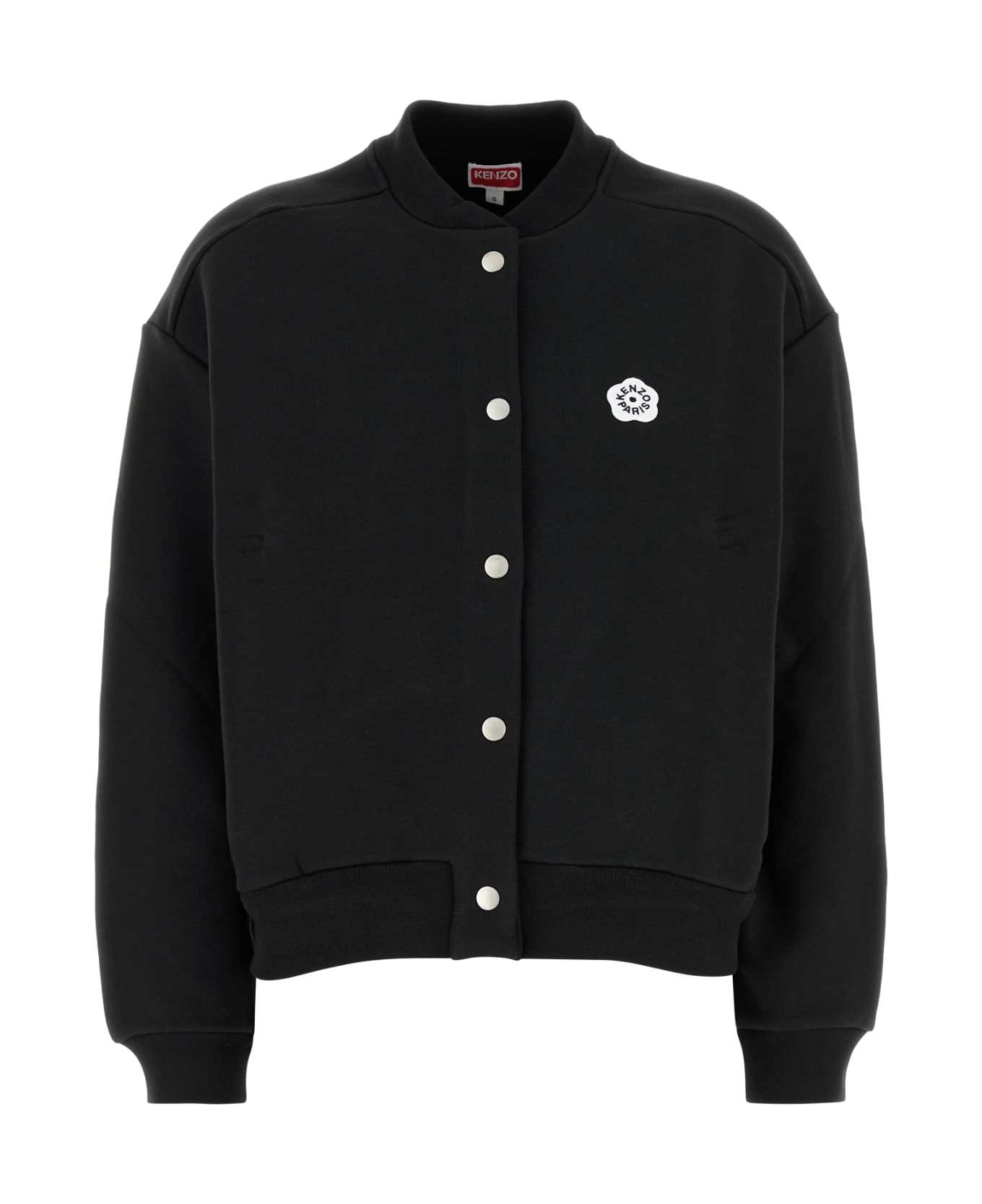 Kenzo Black Stretch Cotton Bomber Jacket - BLACK