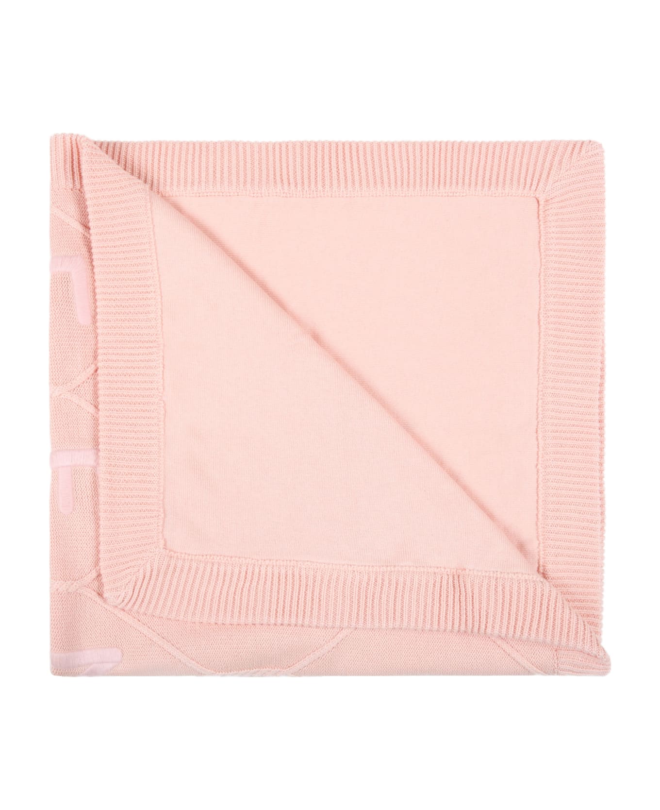 Fendi Pink Blanket For Baby Girl With Logo - Pink
