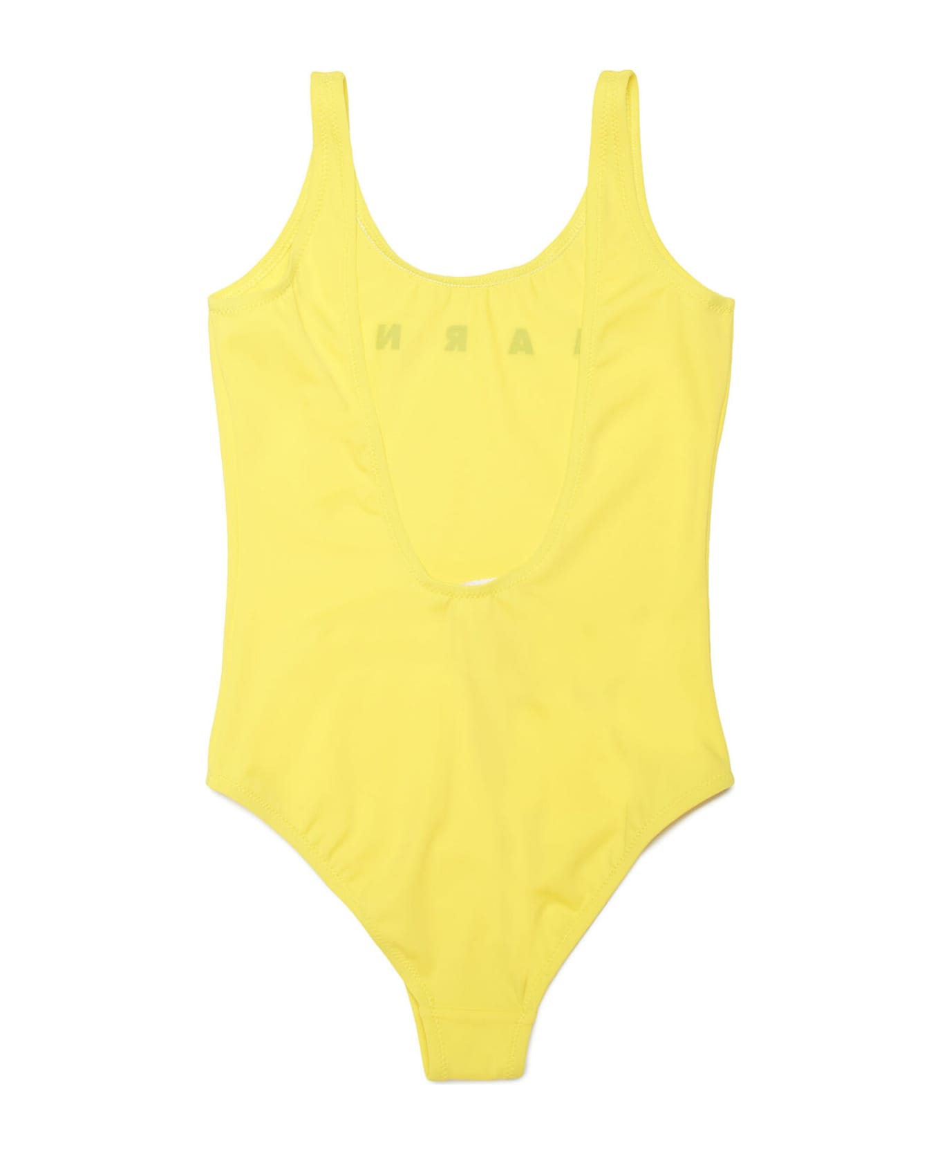 Marni Mm9f Swimsuit Marni Yellow One-piece Swimming Costume In Lycra With Logo - Lemon zest yellow