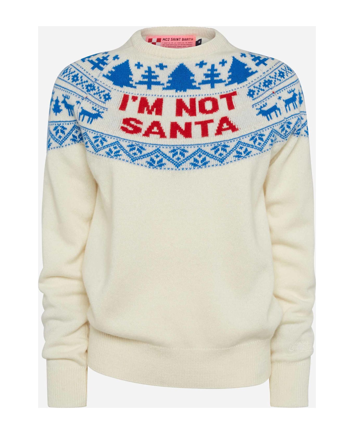 MC2 Saint Barth White Sweater New Queen With I
m Not Santa Jacquard