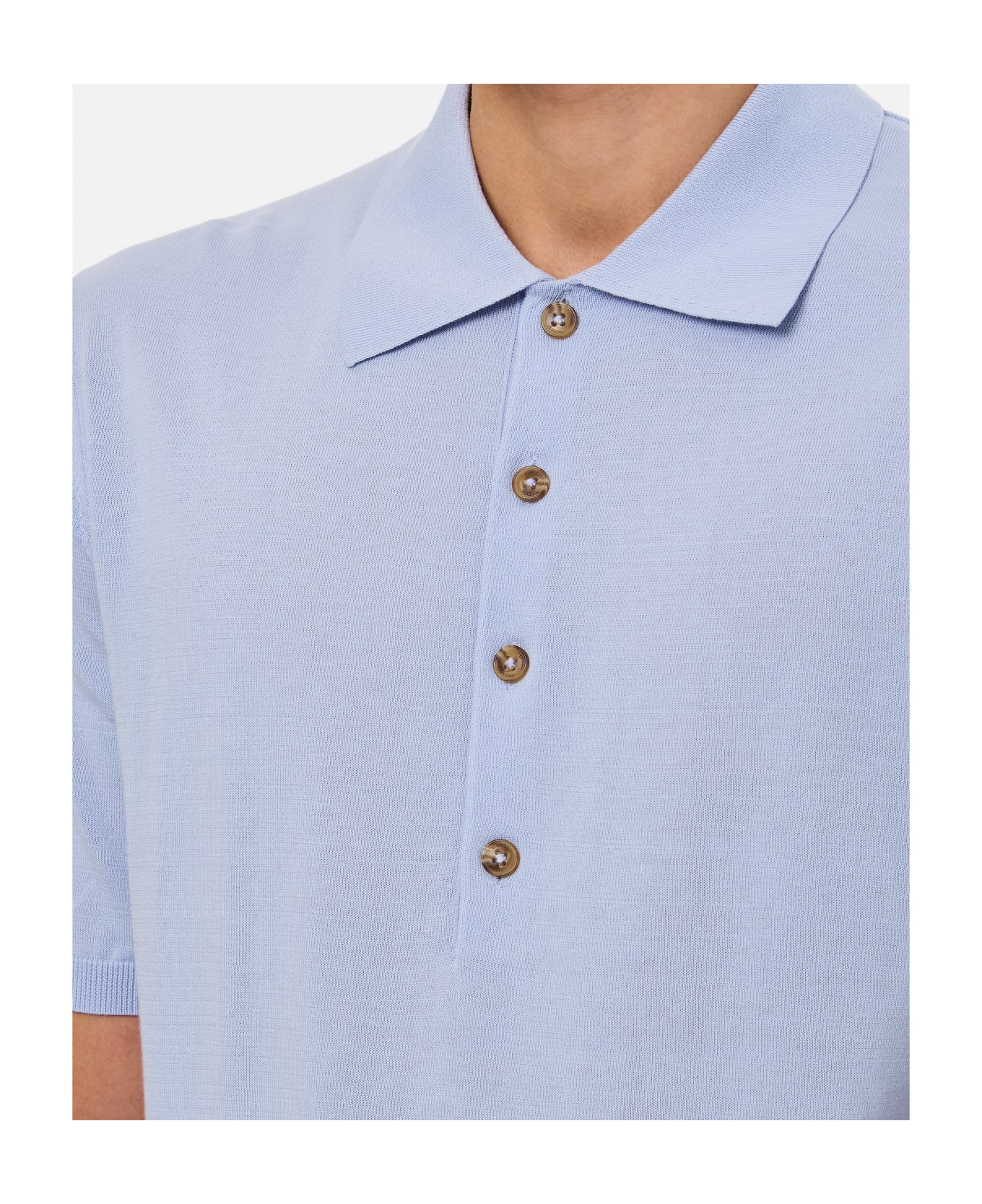 Closed Cotton Polo - Clear Blue