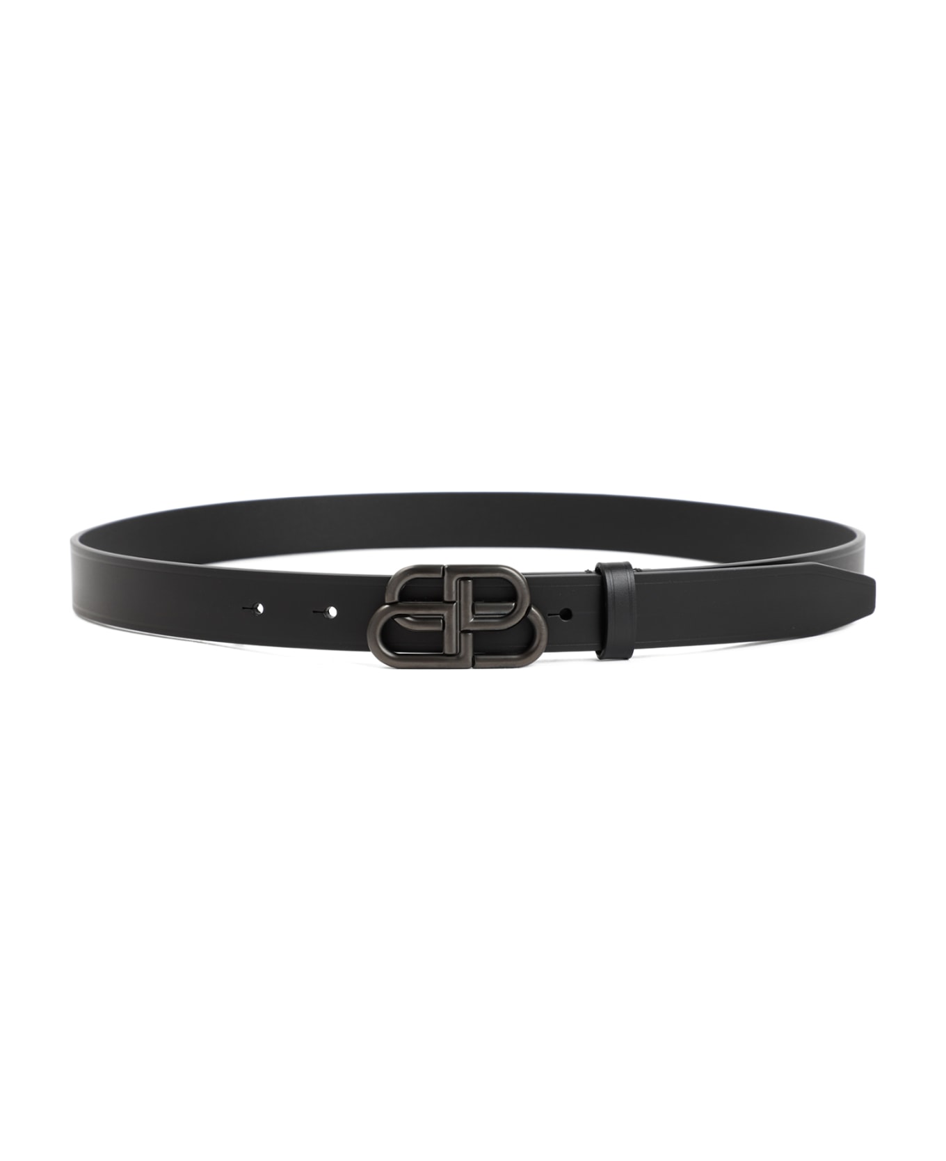 Balenciaga Leather Bb Belt - Black