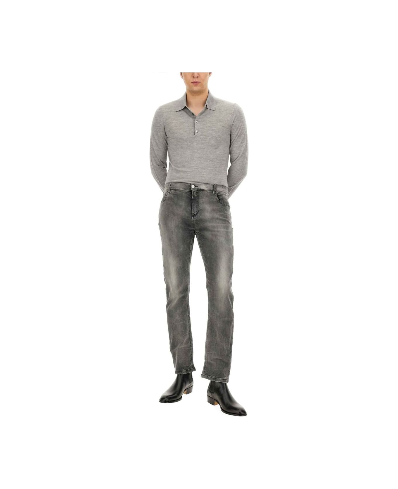 Tom Ford Long-sleeved Knitted Polo Shirt - GREY シャツ