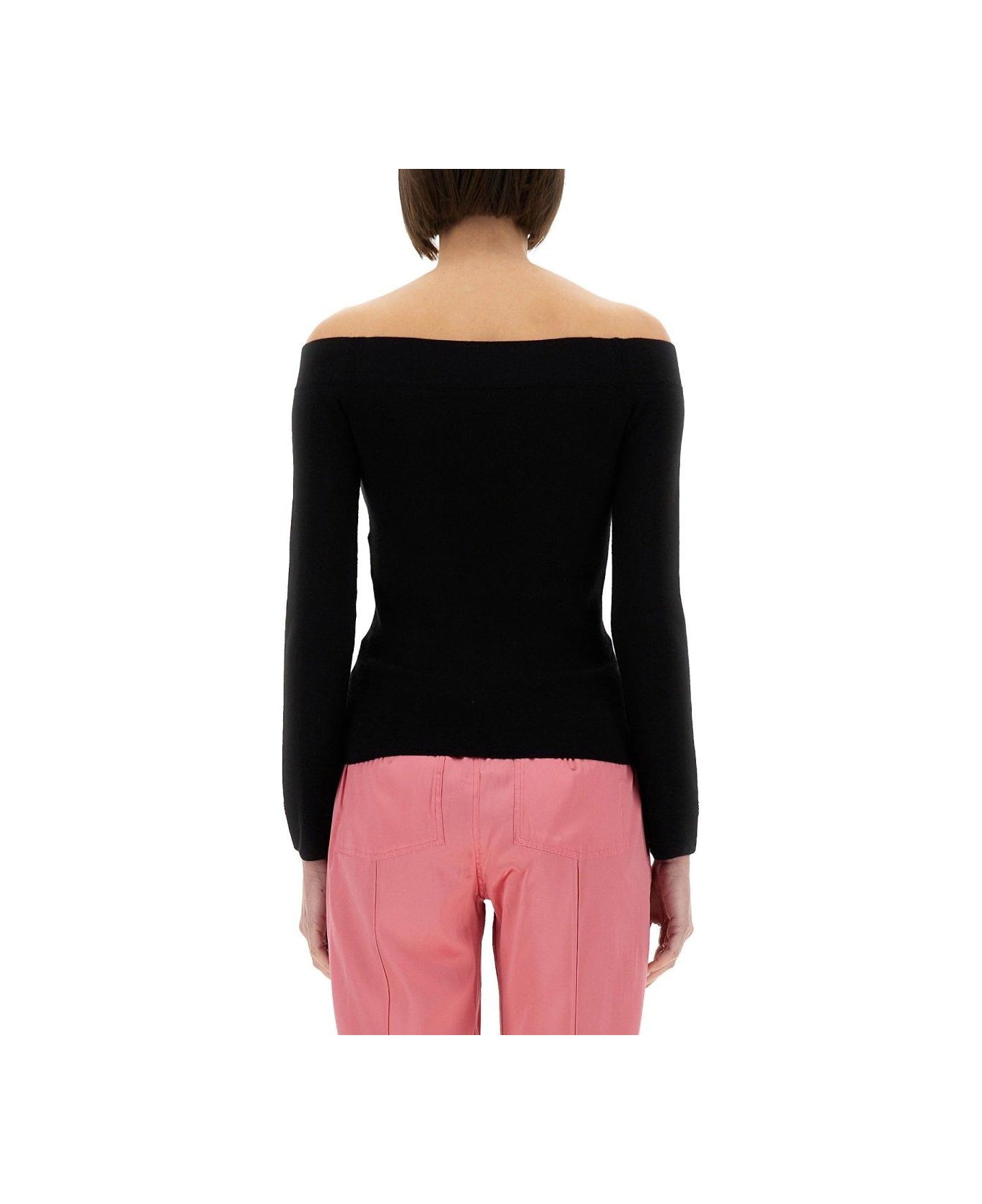 Tom Ford Off-shoulder Long-sleeved Knitted Top - BLACK