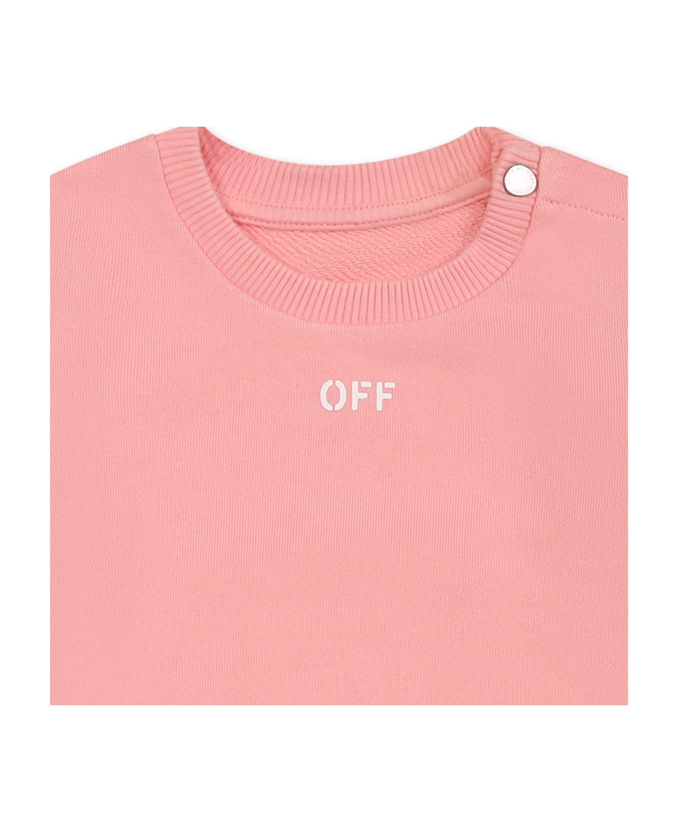 Off-White Pink Sweatshirt For Baby Girl With Logo - Pink