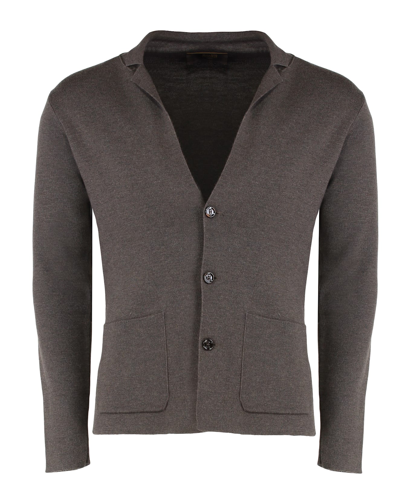 Moorer Cardigan In Virgin Wool With V-neck - brown