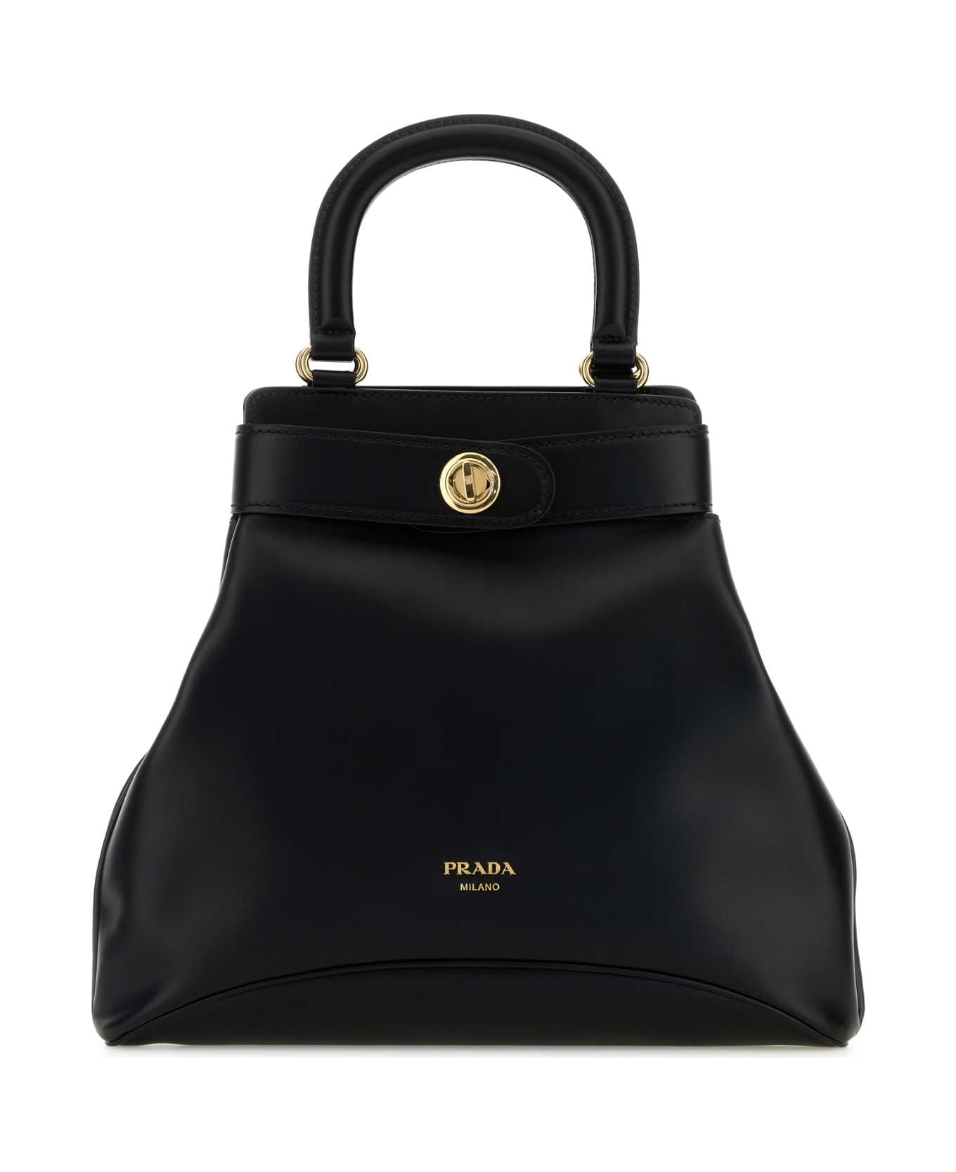 Prada Black Leather Medium Rada Carey Handbag - NERO