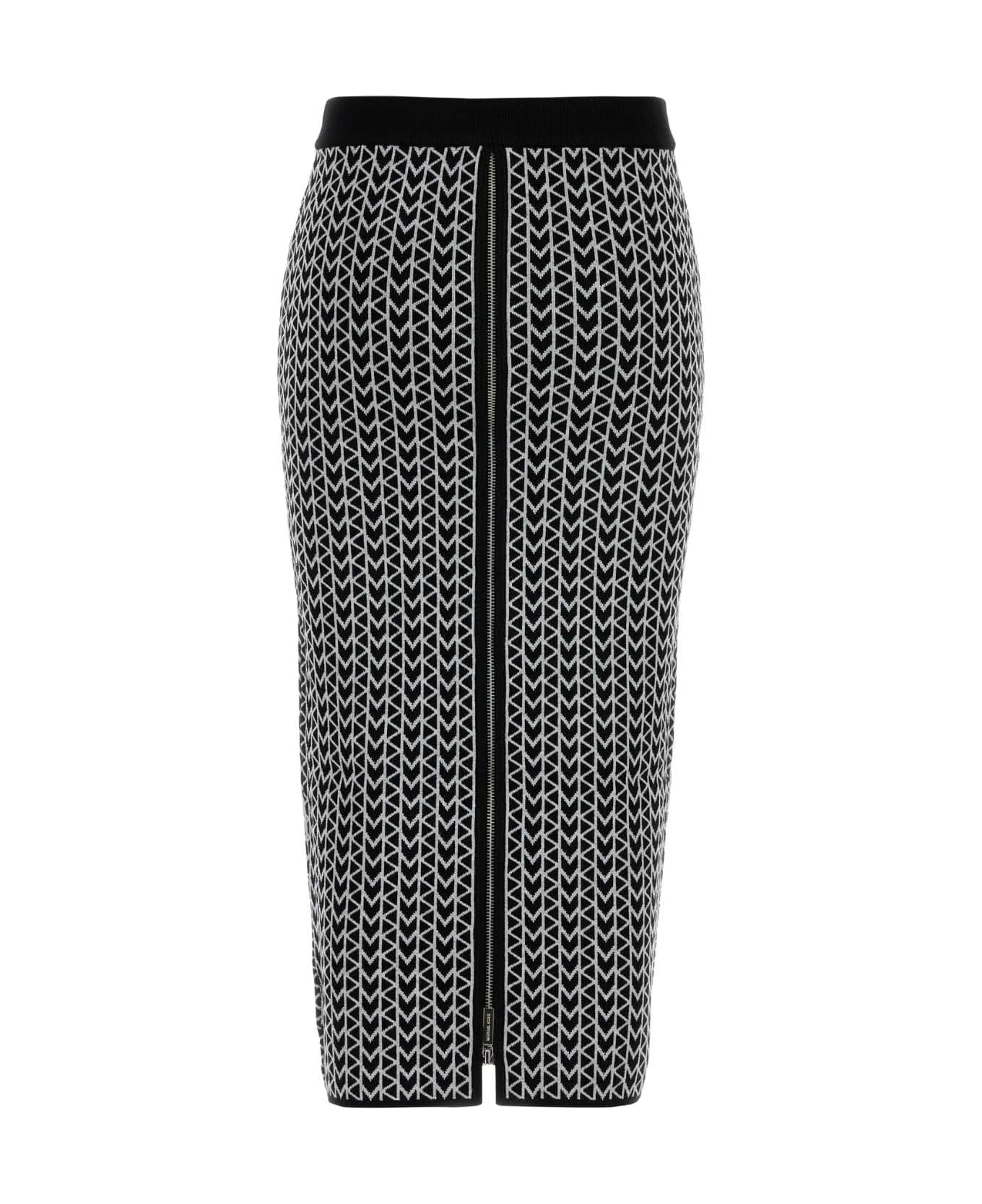 Michael Kors Embroidered Stretch Viscose Blend Skirt - NICKEL