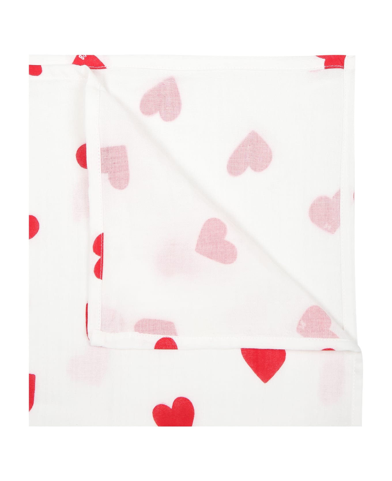 Petit Bateau White Blanket For Baby Girl With Hearts - White アクセサリー＆ギフト
