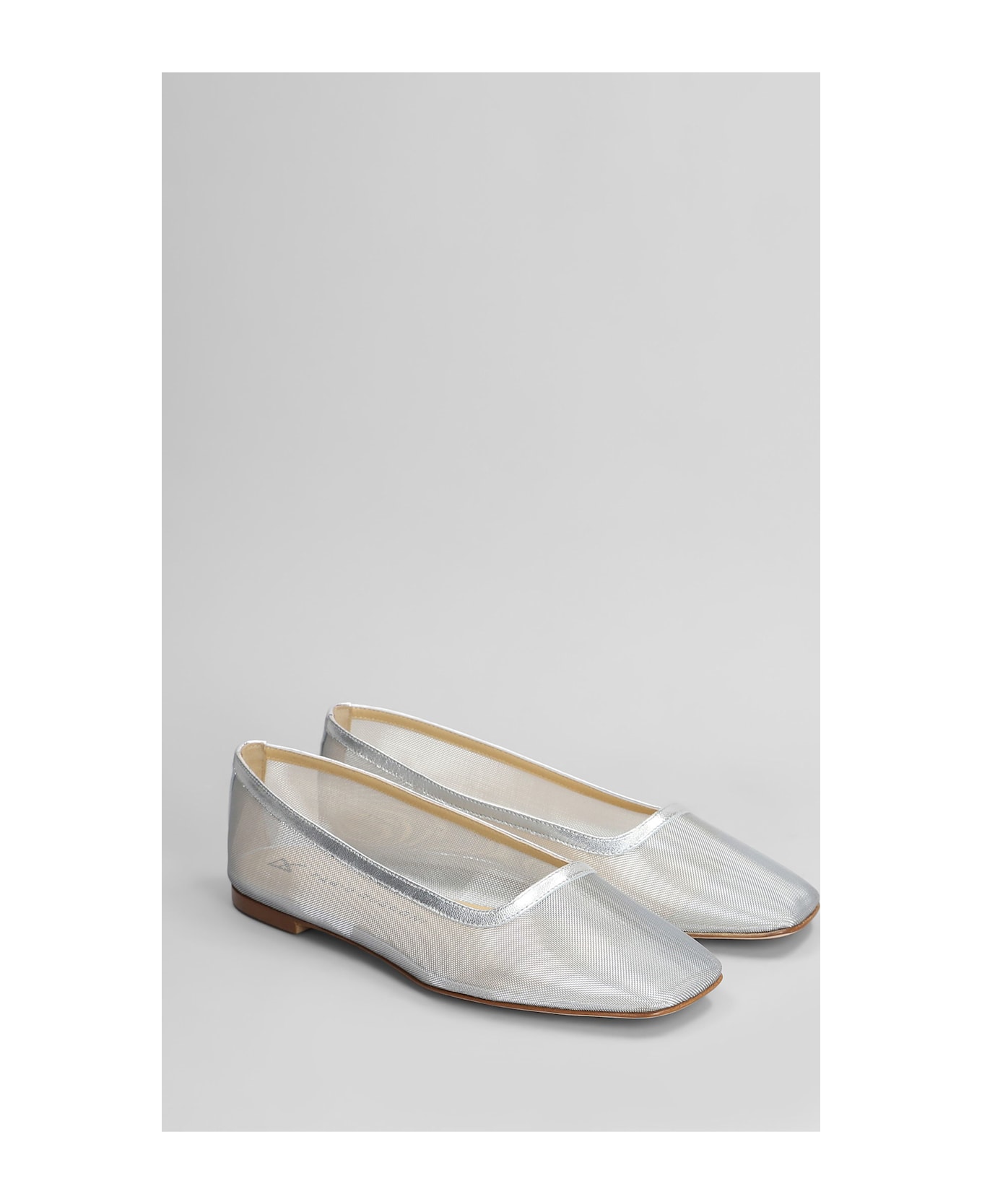 Fabio Rusconi Ballet Flats In Silver Leather And Fabric - silver