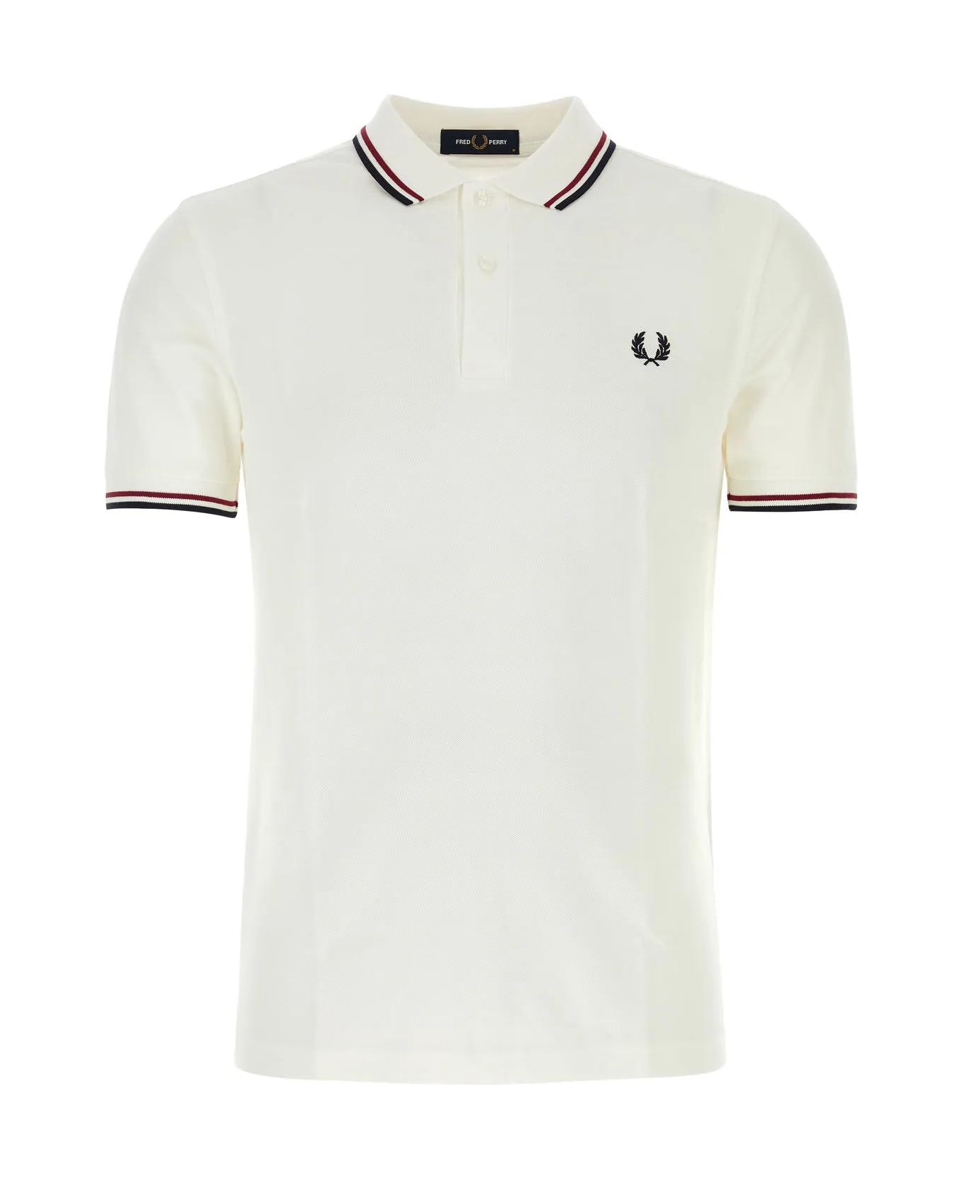 Fred Perry White Piquet Polo Shirt - Snwht/bred/nvy