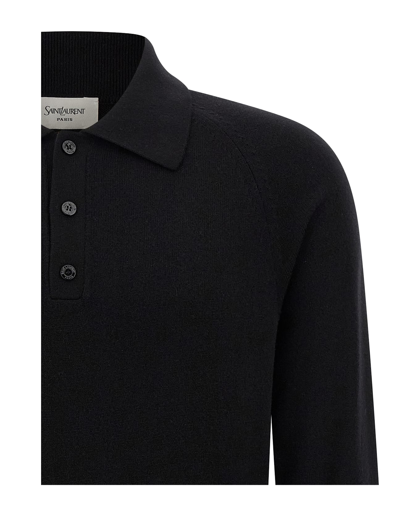Saint Laurent Wool Polo Shirt - NOIR