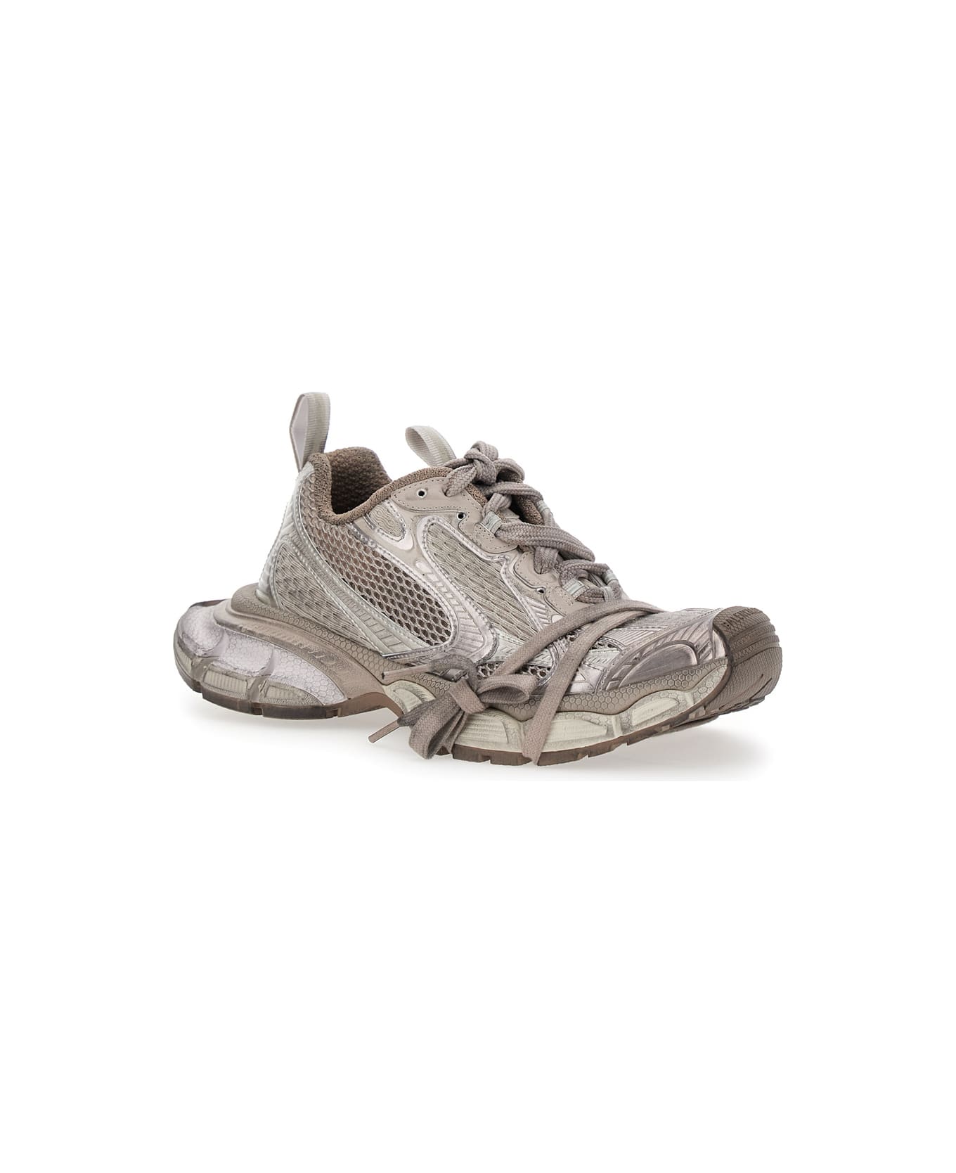 Balenciaga '3xl' Metallic Low Top Sneakers With Logo Detail In Tech Fabric Woman - Metallic
