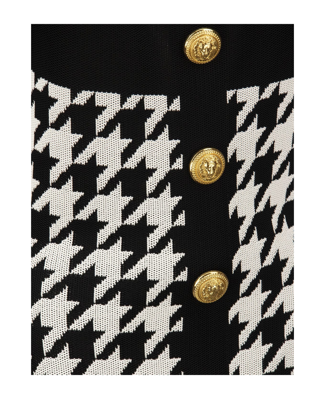 Balmain Short Knit Dress With Gold Buttons - Black/white