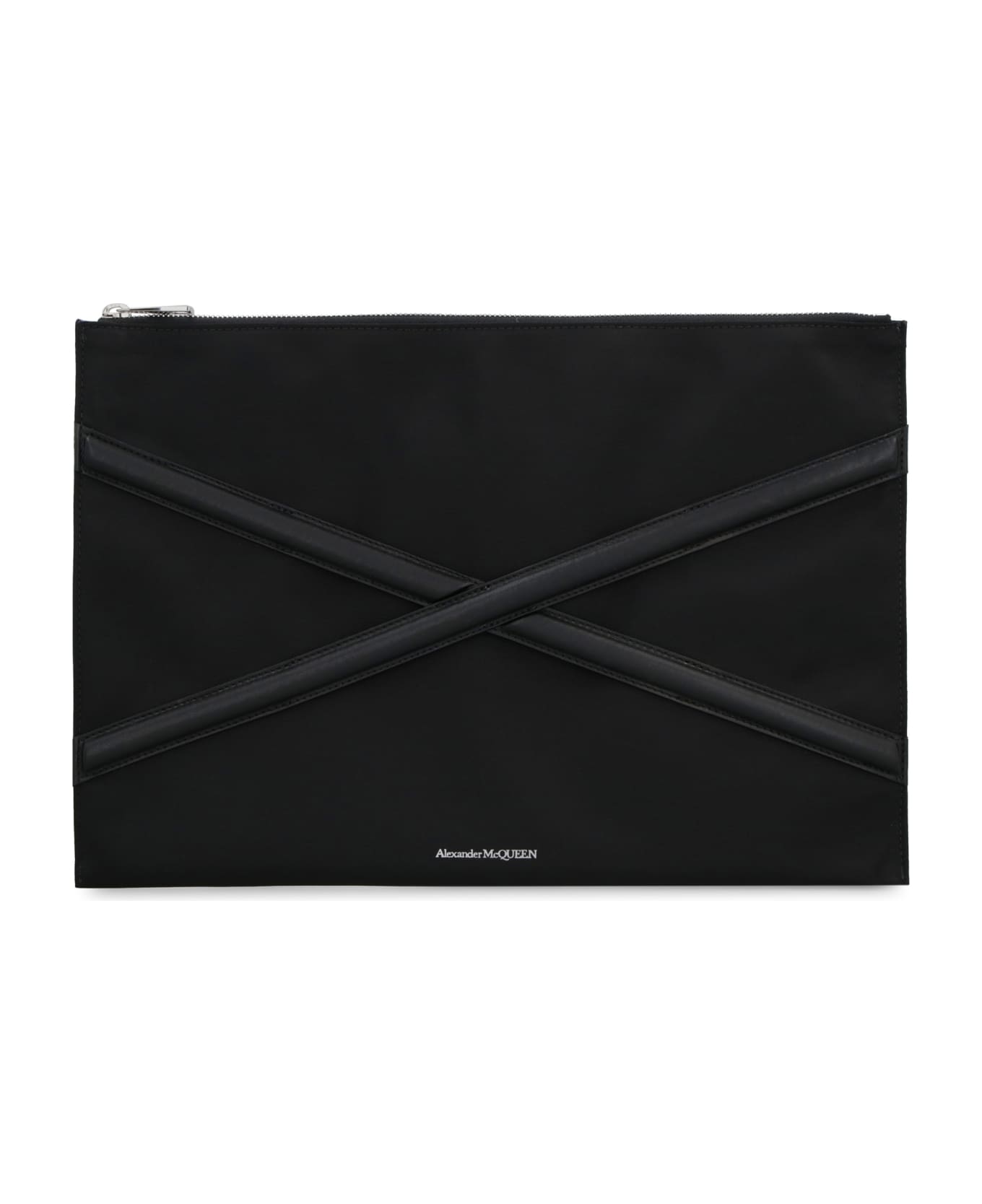 Alexander McQueen Harness Nylon Pouch-bag With Logo - black