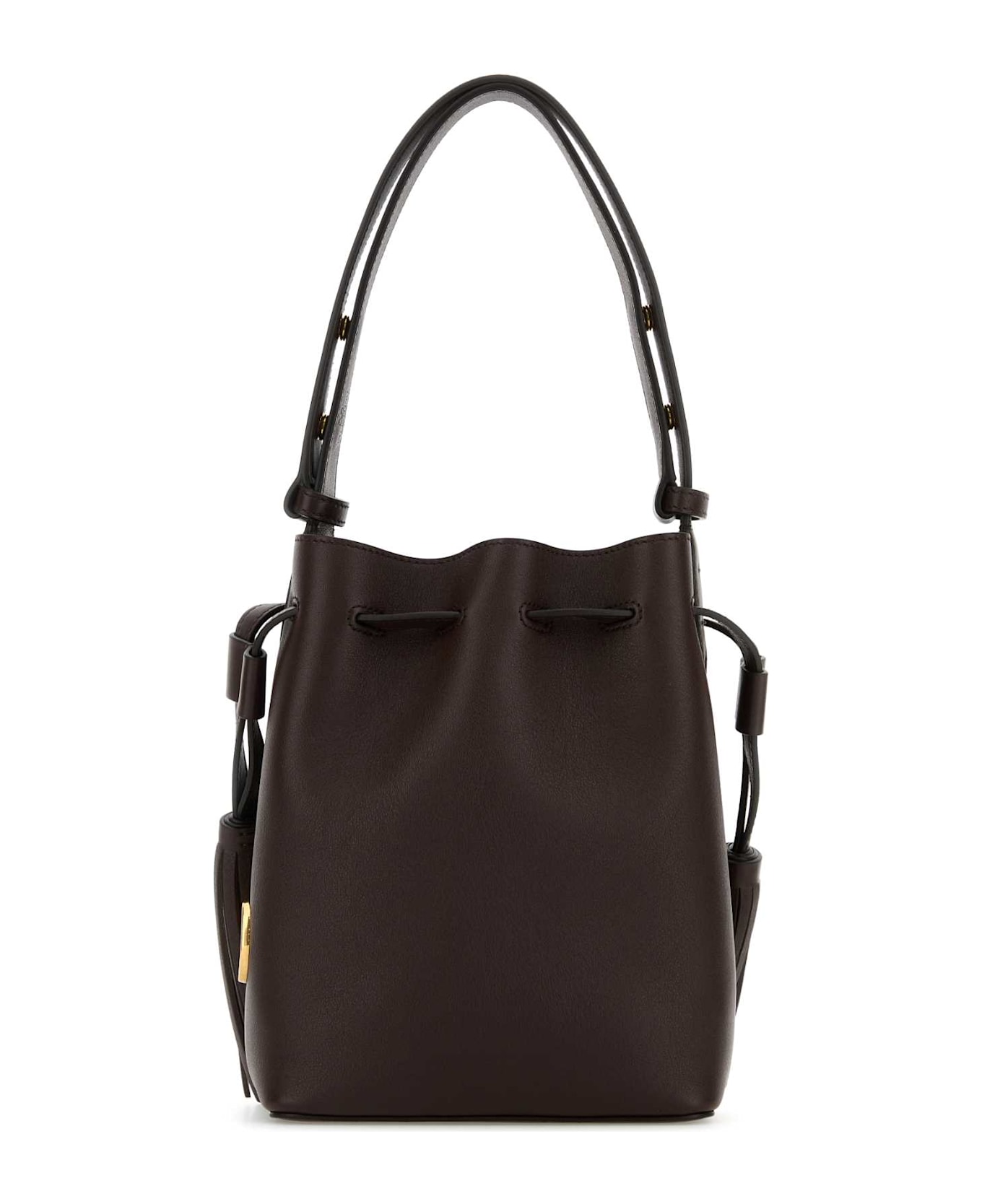 Valentino Garavani Chocolate Leather Vlogo Signature Bucket Bag - DARKCOFFEE