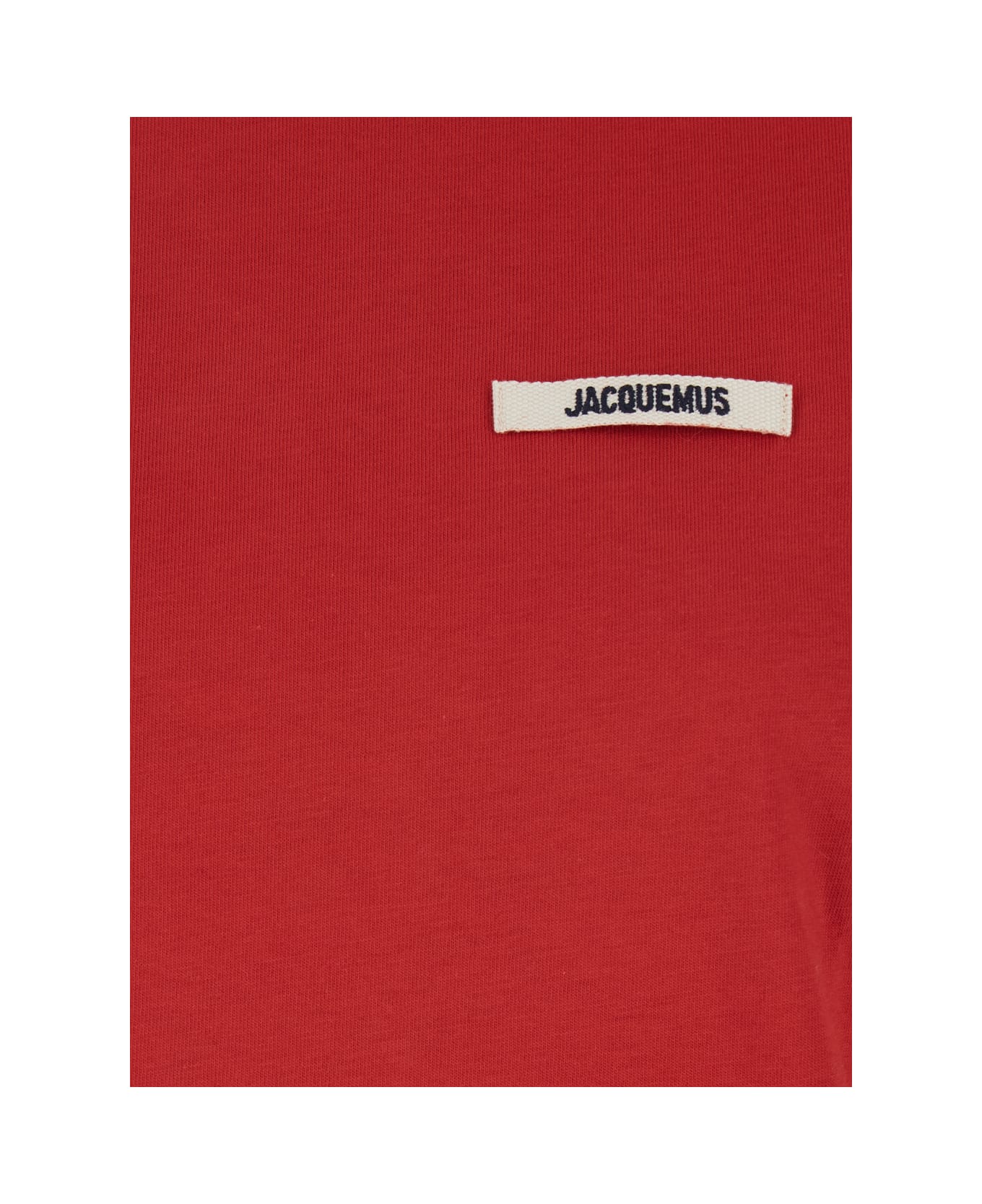 Jacquemus 
le T-shirt Gros Grain
 Red T-shirt With Logo Patch On The Front In Cotton Woman - Red