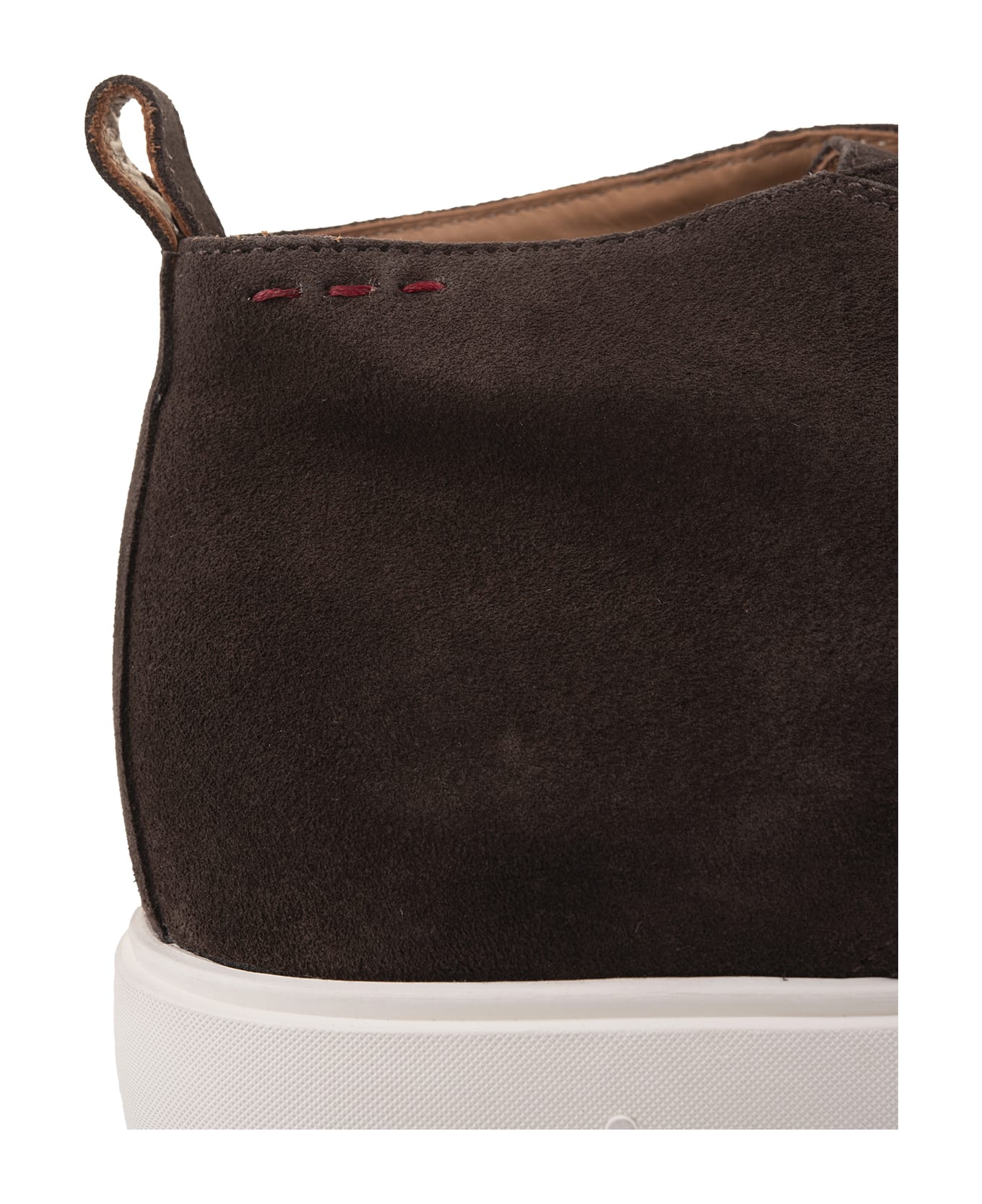 Kiton Brown Suede Laced Leather Ankle Boots - Brown