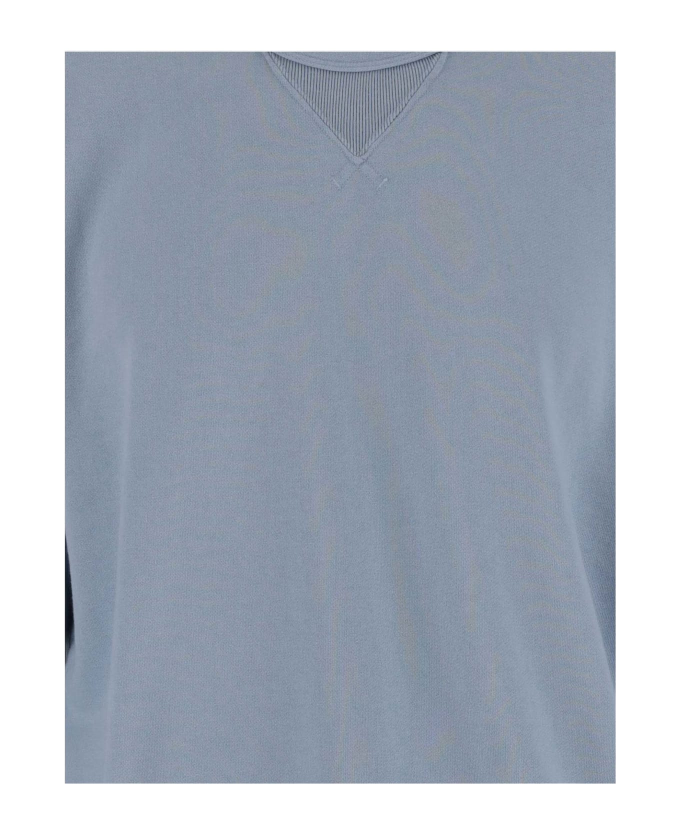 Ten C Cotton Sweatshirt With Appliqué - Clear Blue フリース