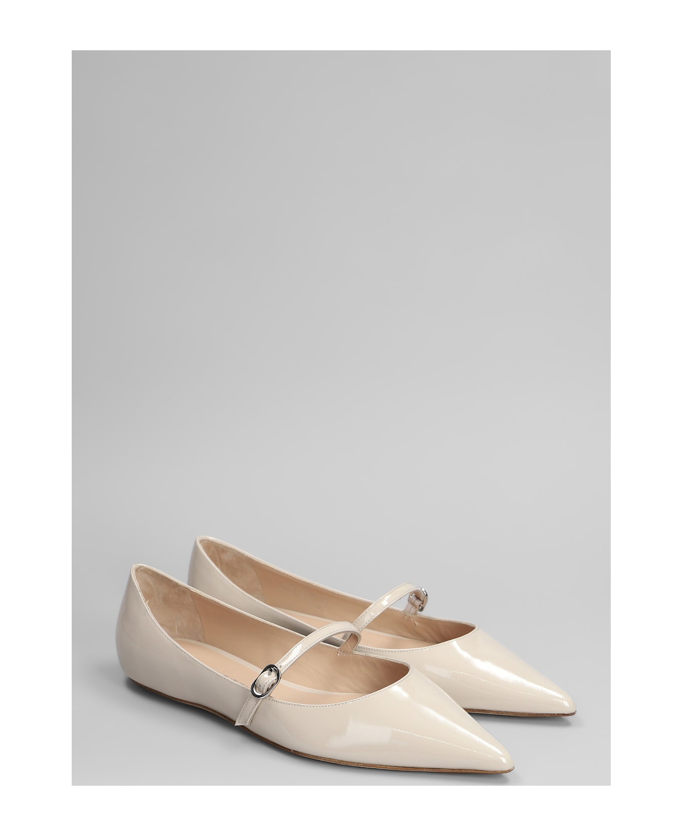 Stuart Weitzman Emilia Mary Jane Ballet Flats In Taupe Patent Leather - taupe