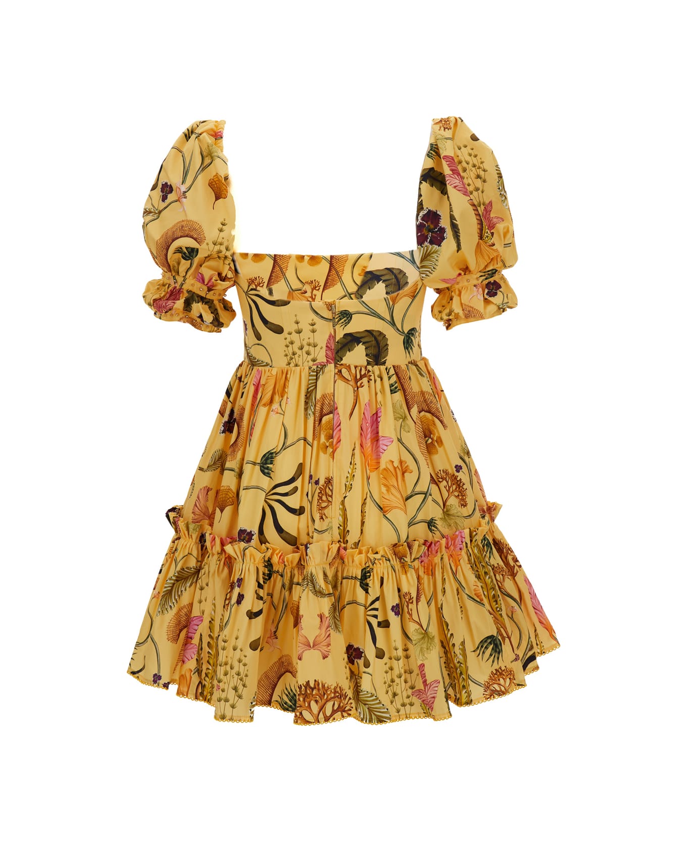 Agua by Agua Bendita Yellow 'alaria Habitat' Mini Dress In Cotton Woman - Multicolor