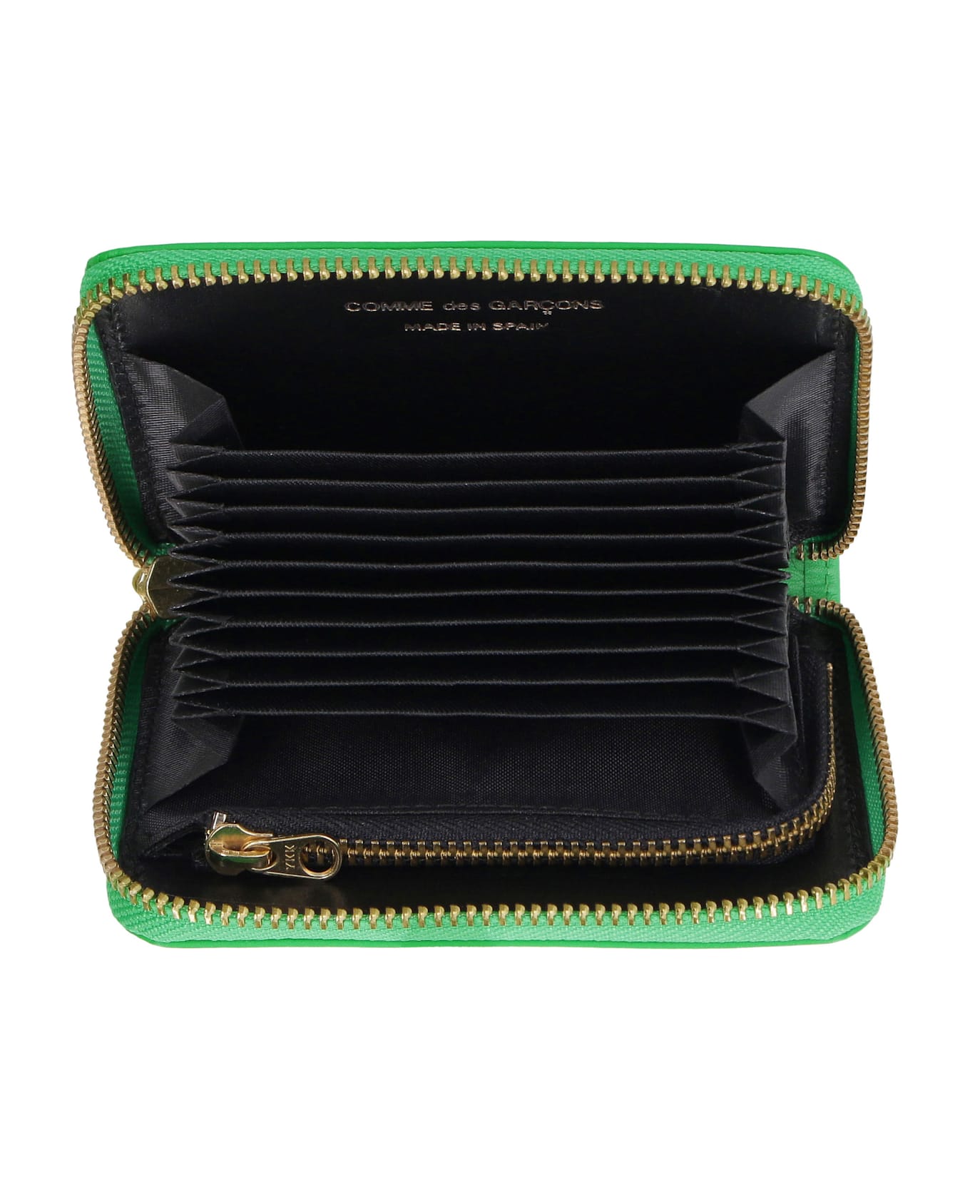 Comme des Garçons Wallet Leather Ziparound Card Holder - green