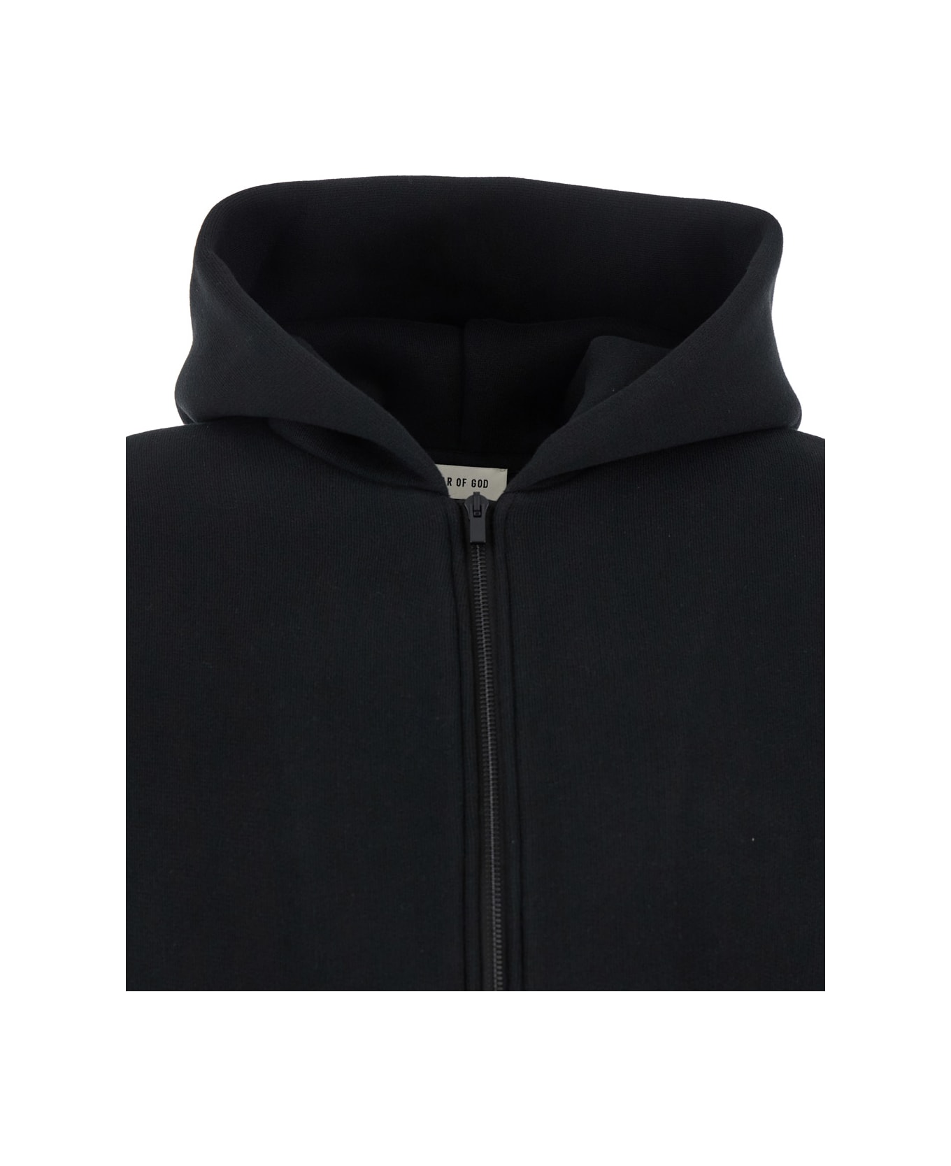 Fear of God Black Hoodie With Zip Closure And Eternal Writing On The Back In Cotton Blend Man - Black