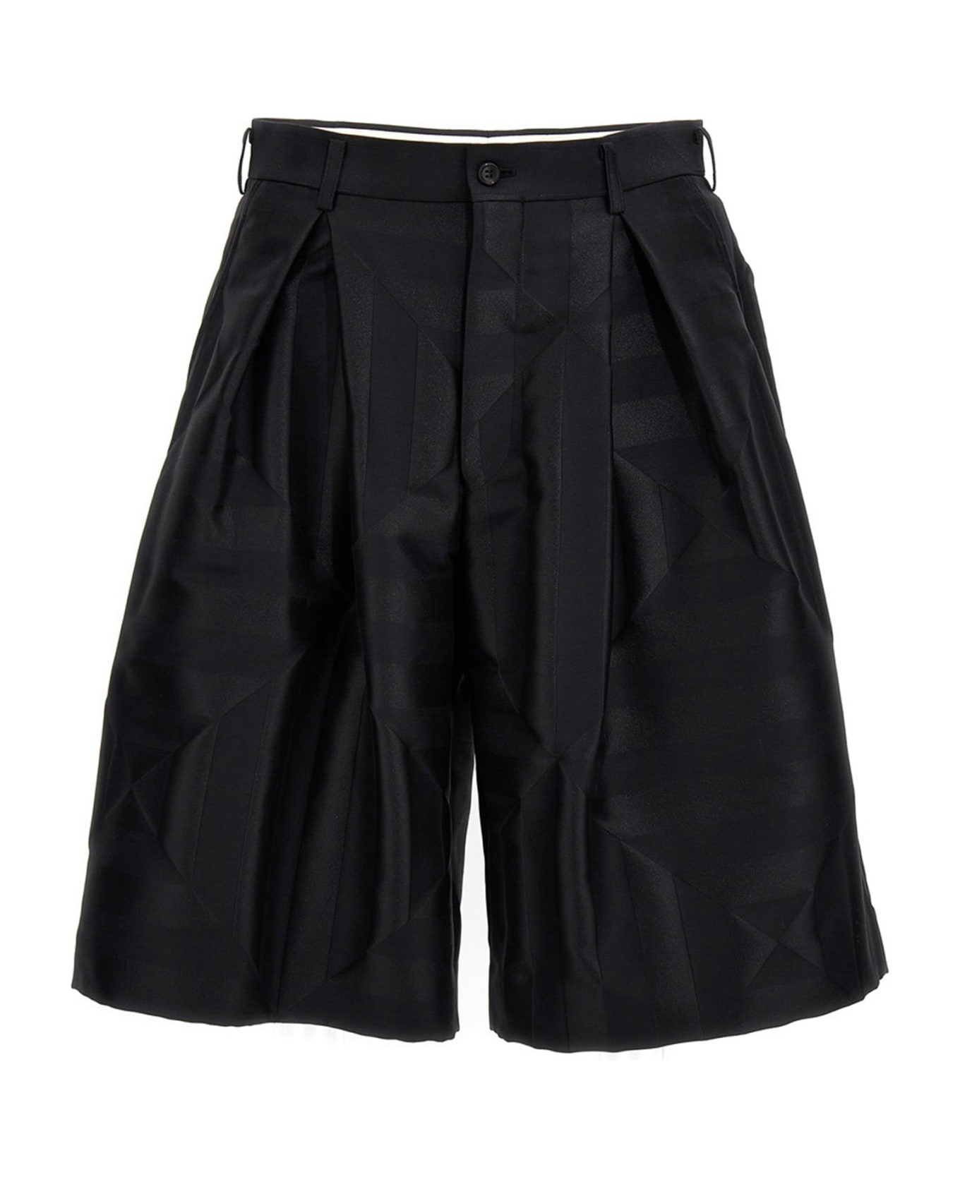 Comme Des Garçons Homme Plus Double Pin Tuck Bermuda Shorts - Black  