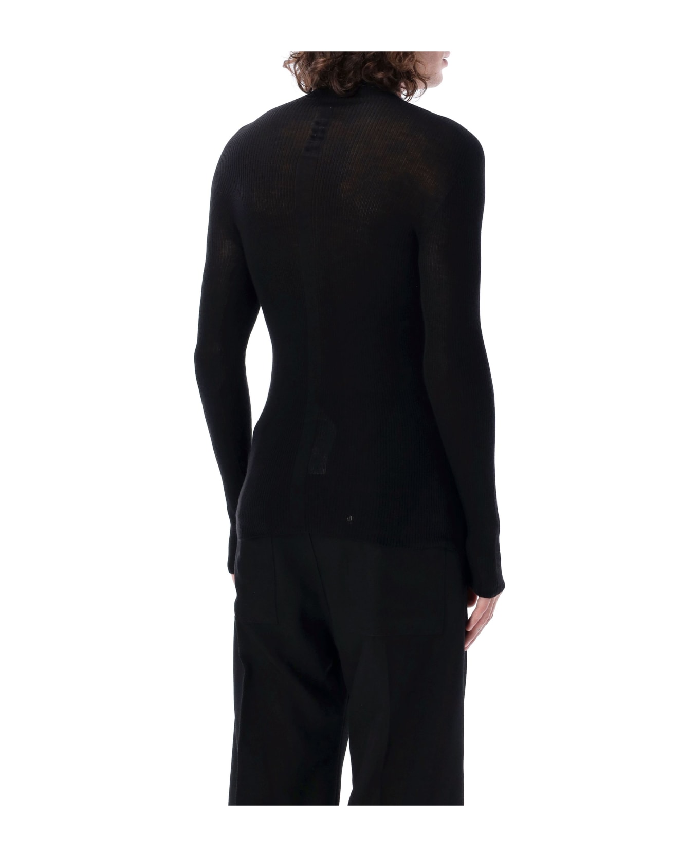 Rick Owens Ribbed Mock Neckline Sweater - Black