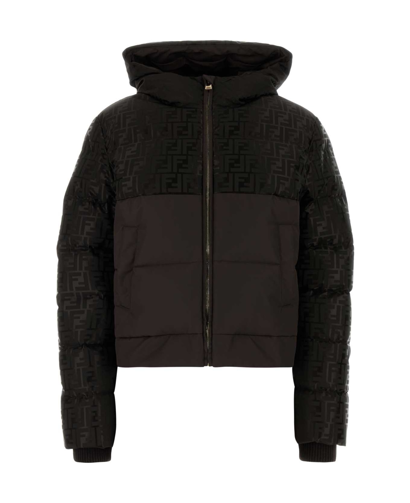 Fendi Giacca Jacquard Ff + Nylon - DARK BROWN-25