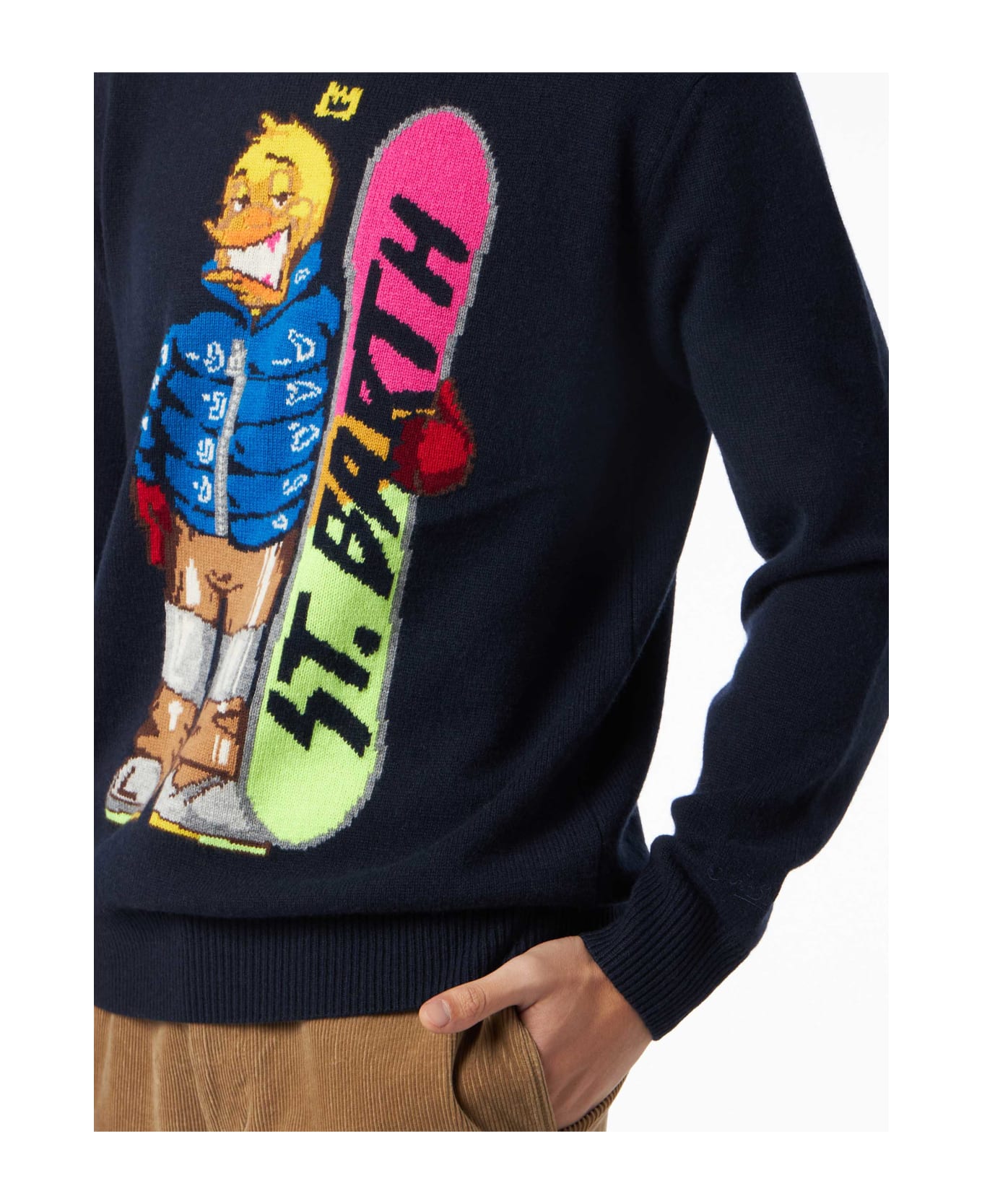 MC2 Saint Barth Man Crewneck Sweater With Crypto Ducky Jacquard | Crypto Puppets Special Edition - BLUE