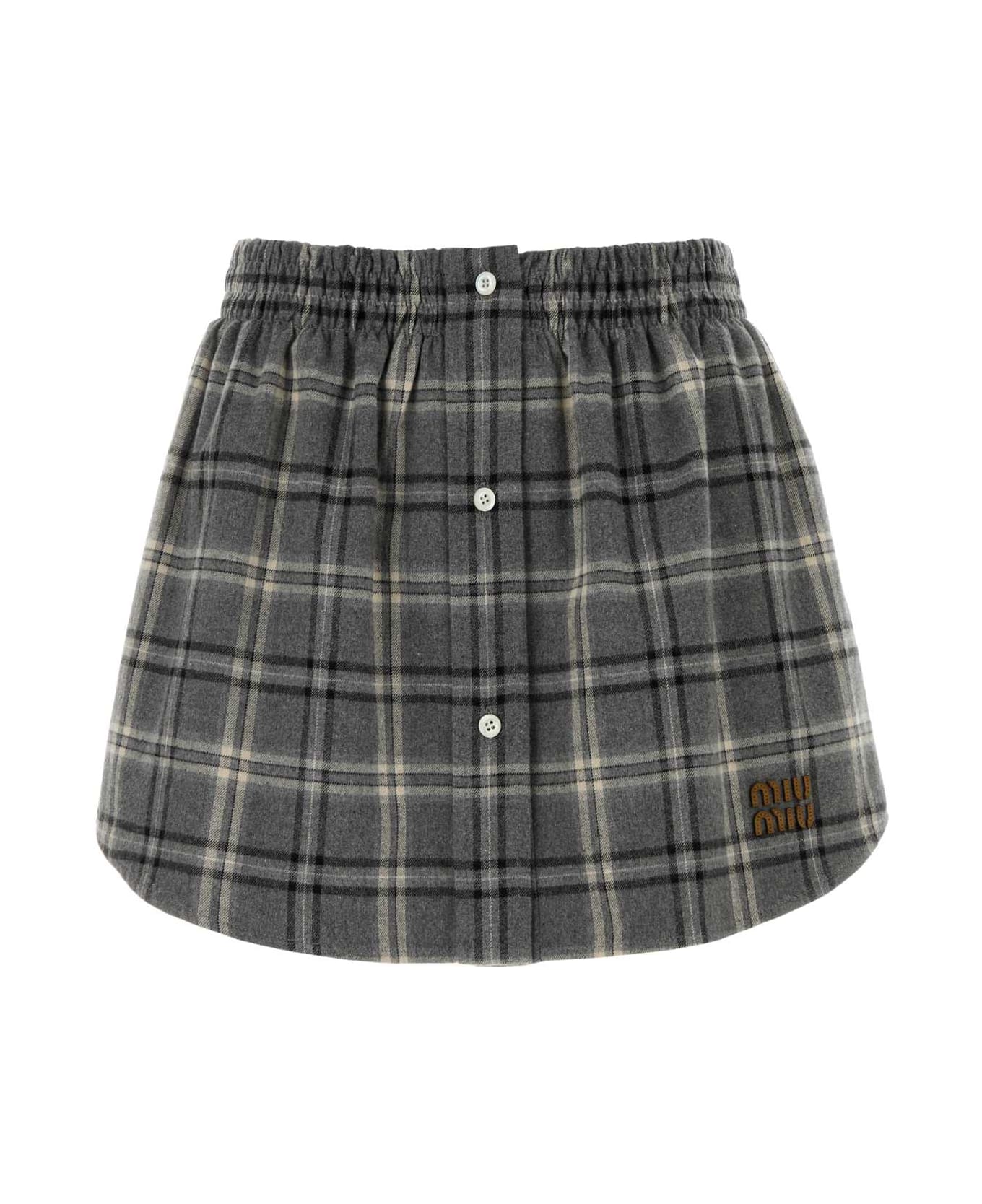 Miu Miu Embroidered Flannel Mini Skirt - ARDESIA