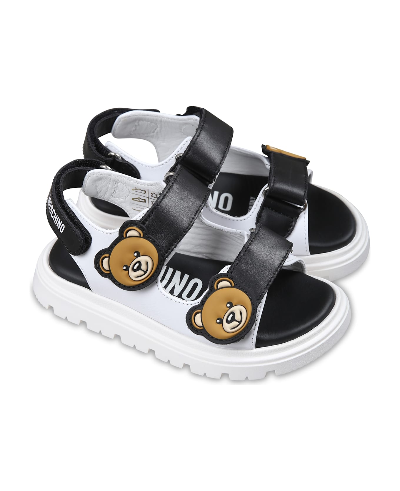 Moschino White Slippers For Kids With Teddy Bear - Multicolor